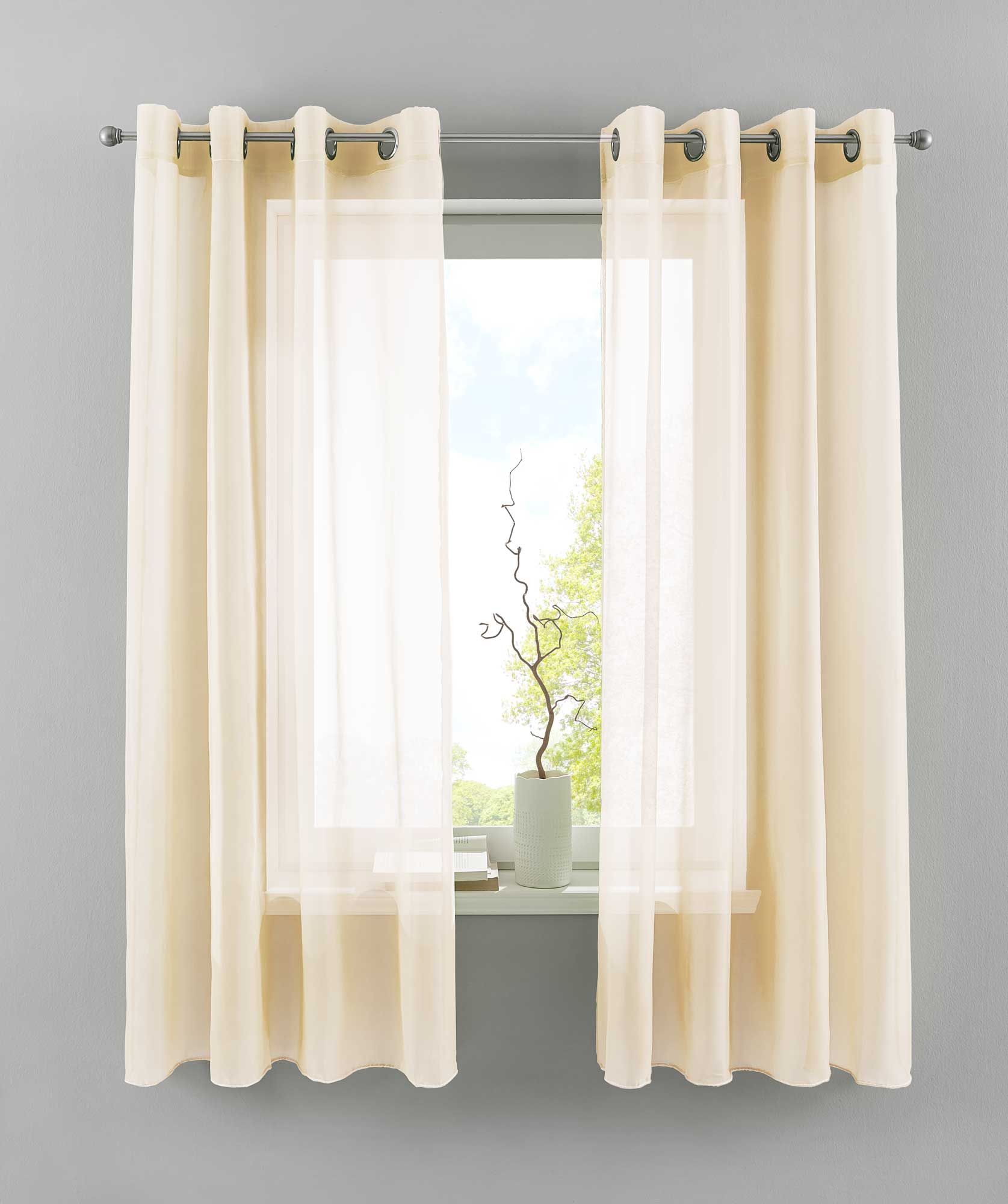 2er Set Ösengardinen Transparent »Basel« Gardine Bleiband Store Vorhang 20332TR2 Gardinen Set 20332TR2creme-175 | Gardinenbox.de