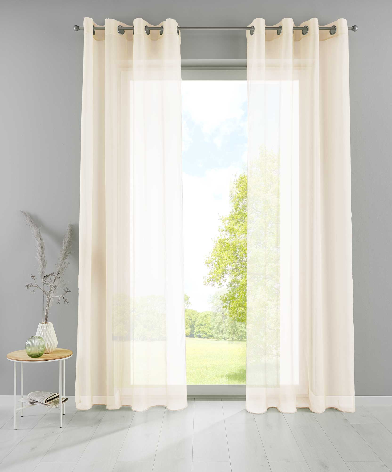 2er Set Ösengardinen Transparent »Basel« Gardine Bleiband Store Vorhang 20332TR2 Creme HxB 225x140 cm Gardinen Set 20332TR2creme_55e8ac5d-87e8-4e00-a283-b7750bf99c69 | Gardinenbox.de