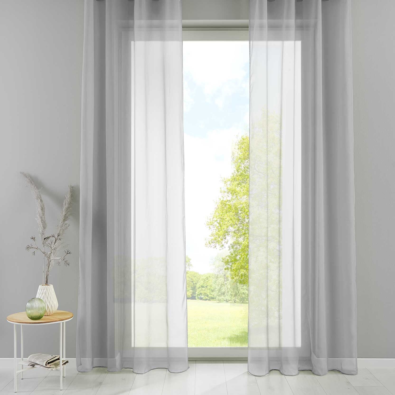2er Set Ösengardinen Transparent »Basel« Gardine Bleiband Store Vorhang 20332TR2 Grau HxB 175x140 cm Gardinen Set 20332TR2grau-175_b801b623-f124-419f-8b6c-e1a496ffadae | Gardinenbox.de