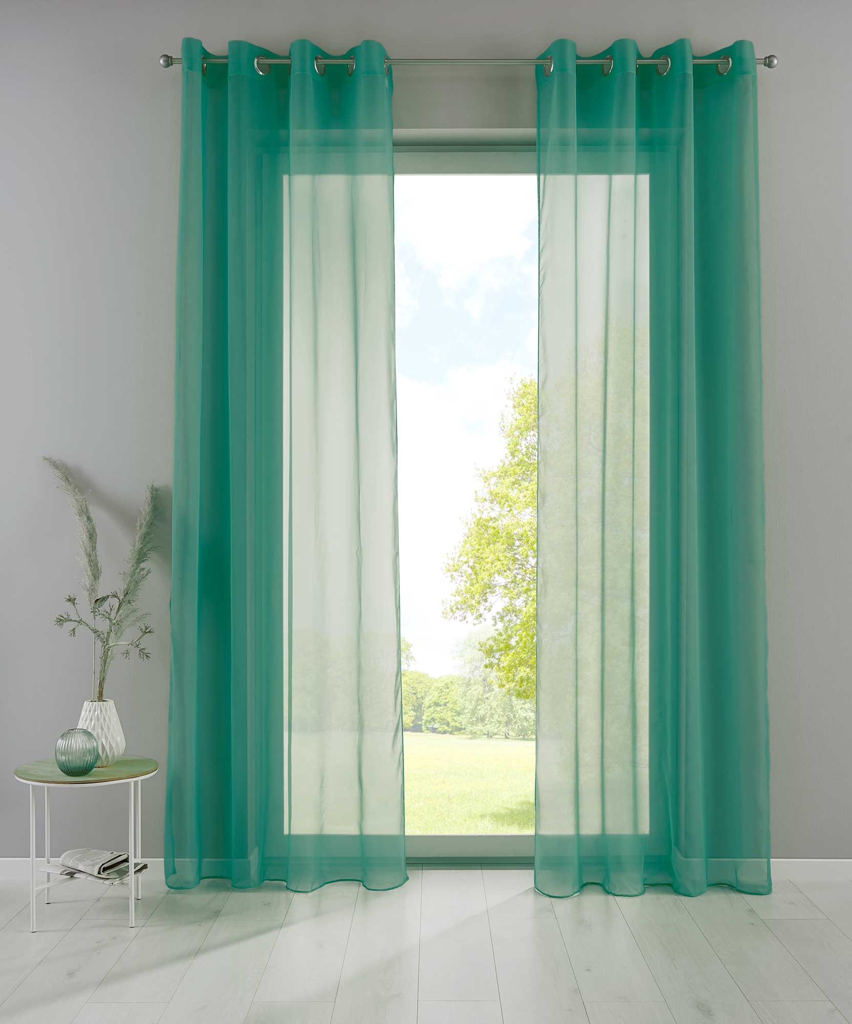 2er Set Ösengardinen Transparent »Basel« Gardine Bleiband Store Vorhang 20332TR2 Gardinen Set 20332TR2petrol_f19094a4-4345-4334-9583-aa5ed7480e61 | Gardinenbox.de