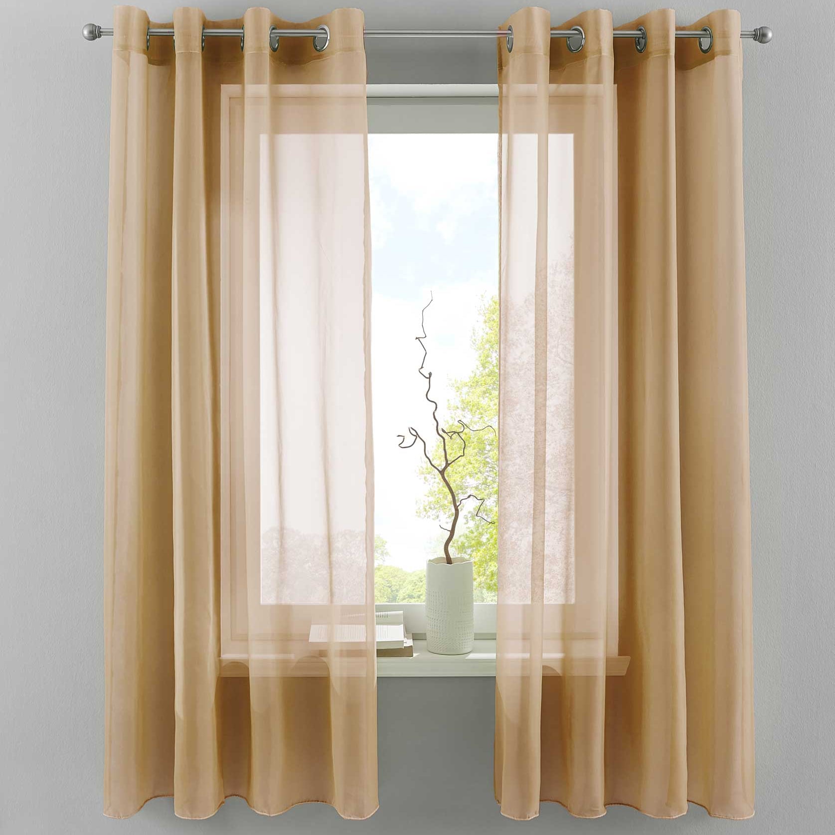 2er Set Ösengardinen Transparent »Basel« Gardine Bleiband Store Vorhang 20332TR2 Sand HxB 175x140 cm Gardinen Set 20332TR2sand-175_259c3454-dae7-49d0-afff-9434038a65db | Gardinenbox.de