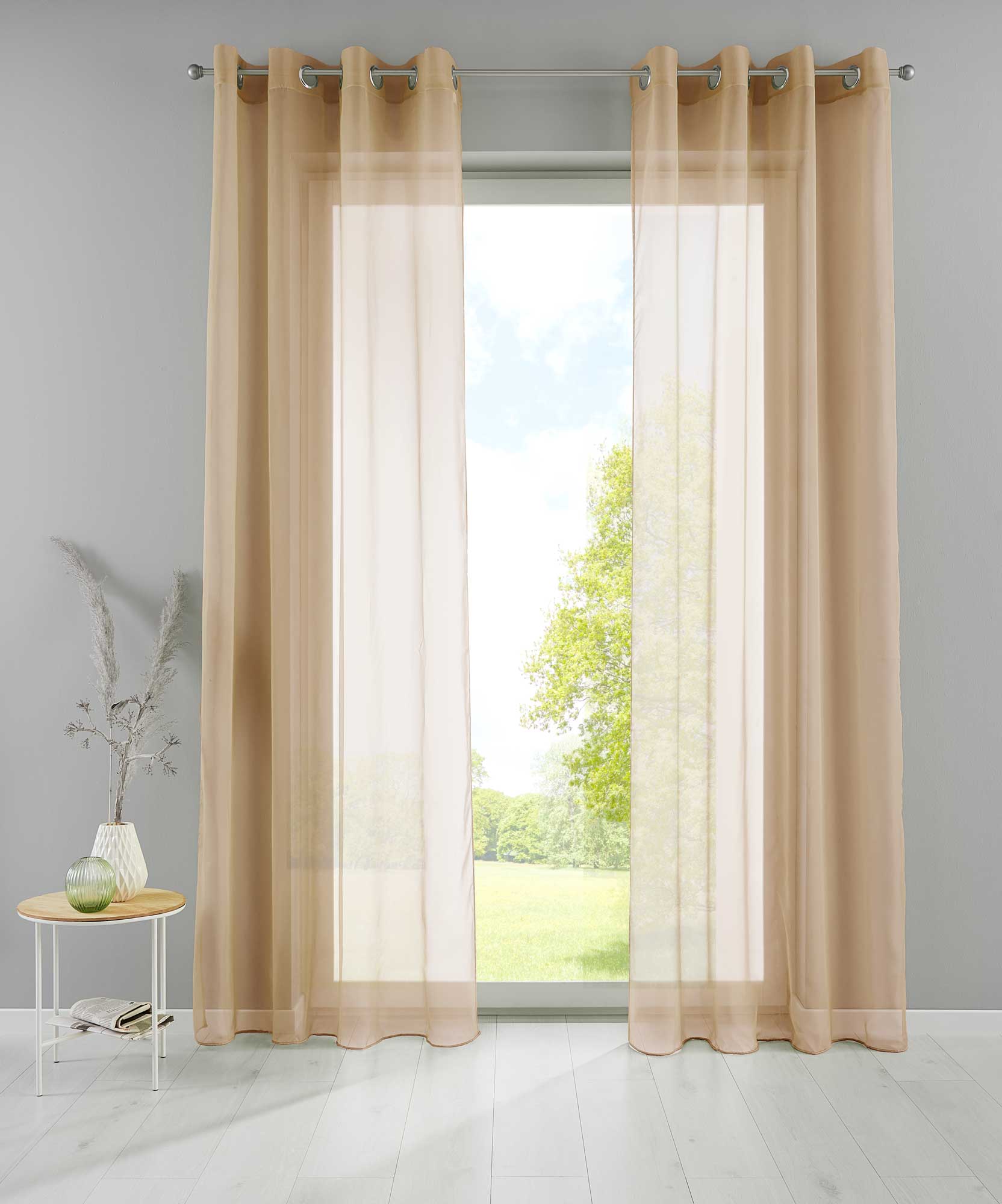 2er Set Ösengardinen Transparent »Basel« Gardine Bleiband Store Vorhang 20332TR2 Sand HxB 245x140 cm Gardinen Set 20332TR2sand_185a2a39-ce9a-470f-9b67-def54c7d32b6 | Gardinenbox.de