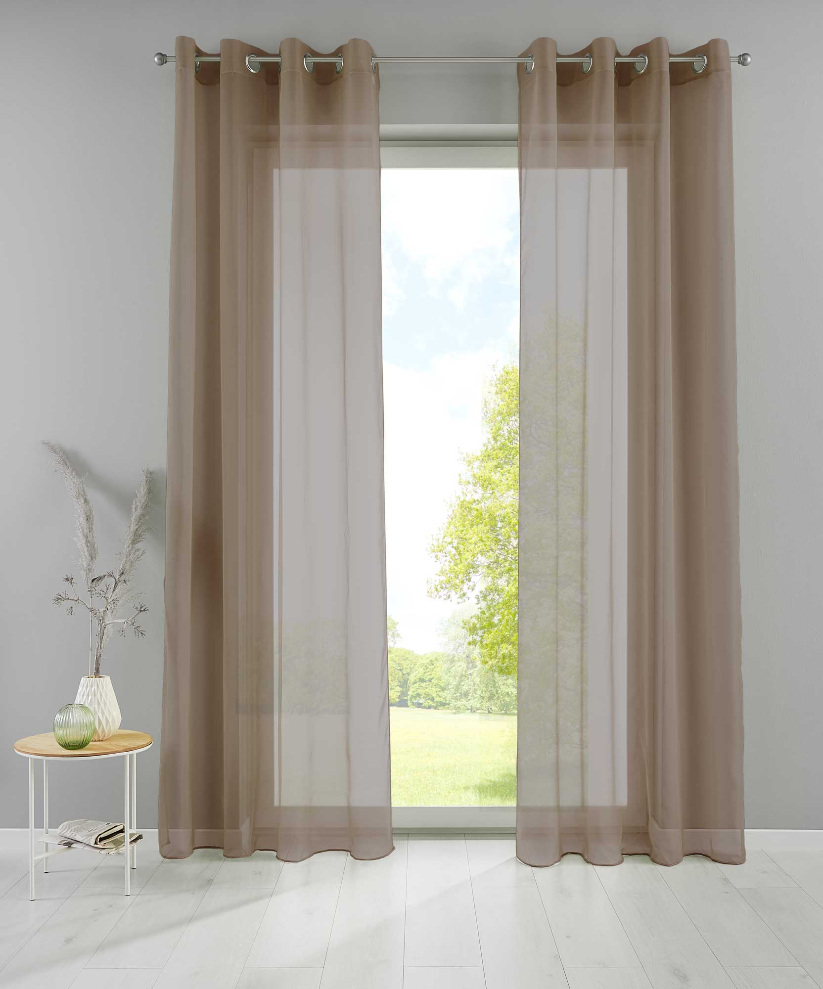 2er Set Ösengardinen Transparent »Basel« Gardine Bleiband Store Vorhang 20332TR2 Gardinen Set 20332TR2taupe_12e38215-649e-43af-8a2d-0bd94da97d83 | Gardinenbox.de