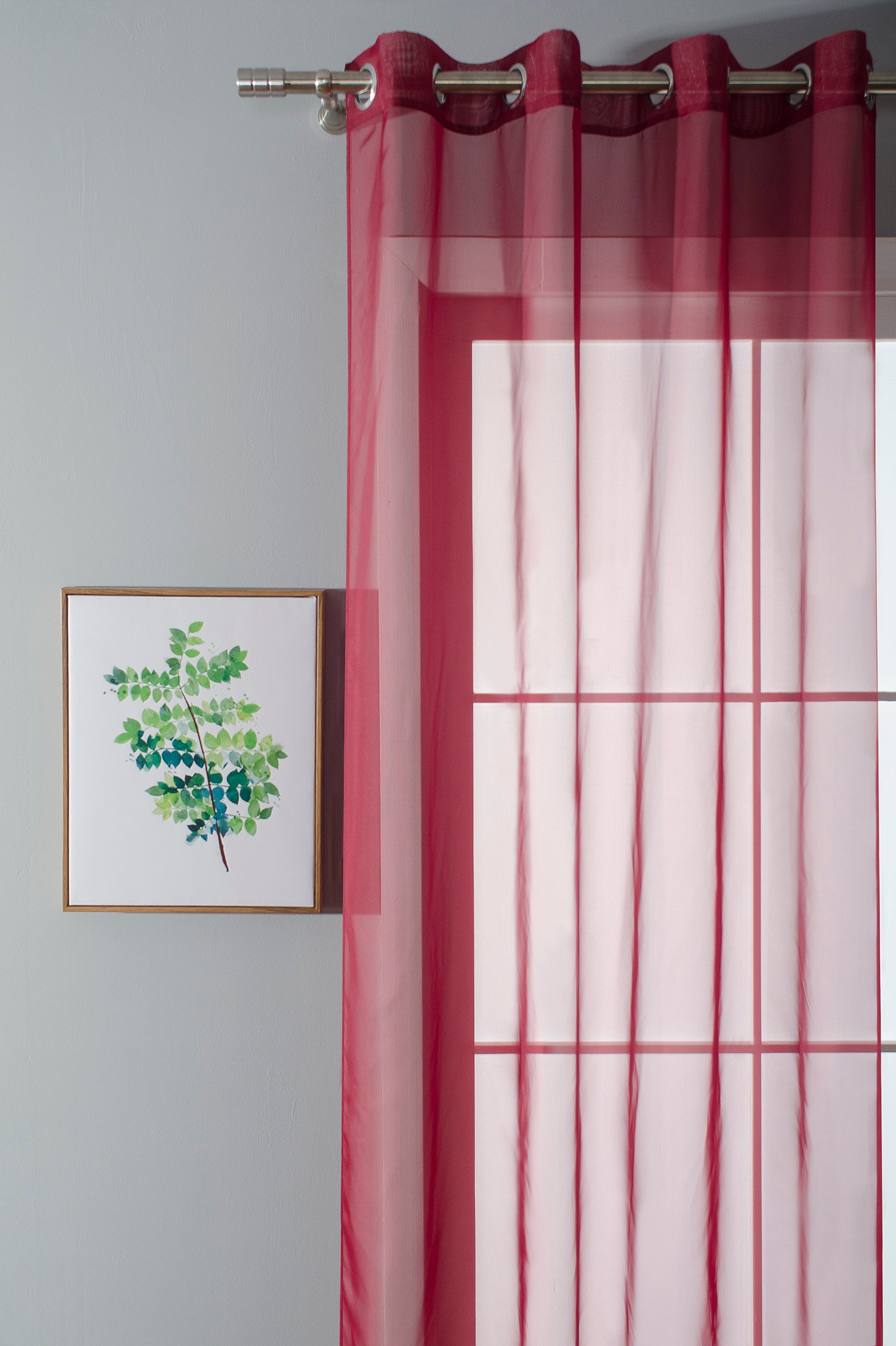 2er-Pack Ösen Gardinen Transparent Vorhang Set Wohnzimmer Voile Ösenvorhang Bleibandabschluß 203322 Gardinen Set 20332_bordeaux_2 | Gardinenbox.de