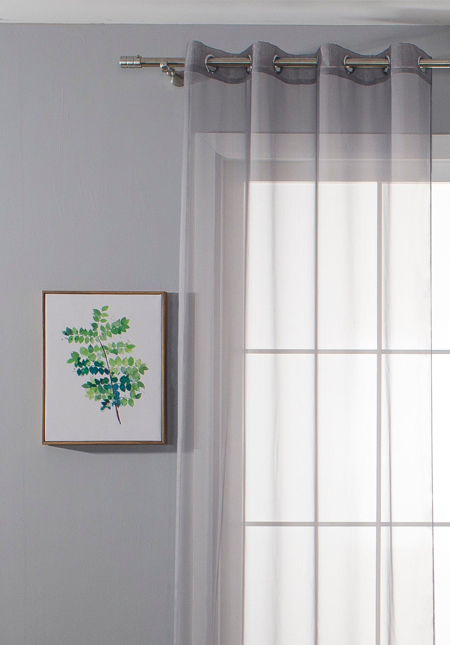 2er-Pack Ösen Gardinen Transparent Vorhang Set Wohnzimmer Voile Ösenvorhang Bleibandabschluß 203322 Gardinen Set 20332_grau_2 | Gardinenbox.de