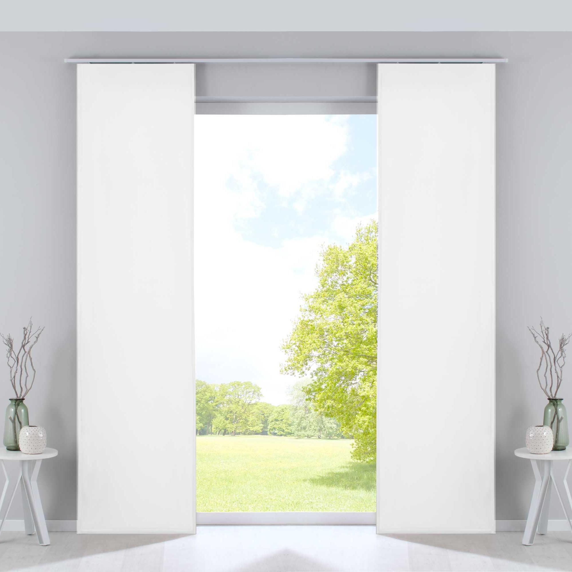 2er Set Flächenvorhänge Verdunkelung Schiebegardinen »Milano« Samt blickdicht Blackout Alu Paneelwägen Beschwerungsstangen 203571-2-alu Weiß Schiebegardine 203571-2-aluweiss | Gardinenbox.de