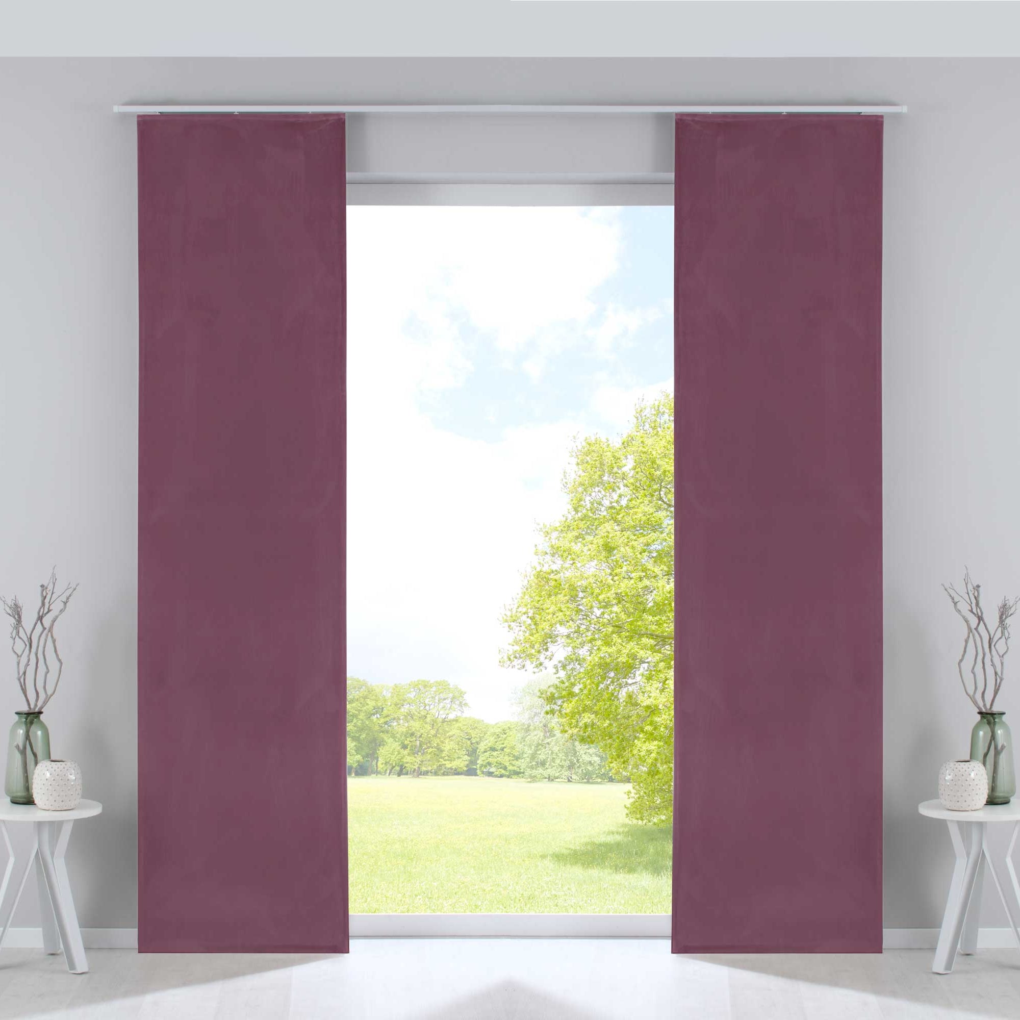 2er Set Flächenvorhänge Verdunkelung Schiebegardinen »Milano« Samt blickdicht Blackout Paneelwägen Beschwerungsstangen 203571-2 Altrosa Schiebegardine 203571-2altrosa | Gardinenbox.de