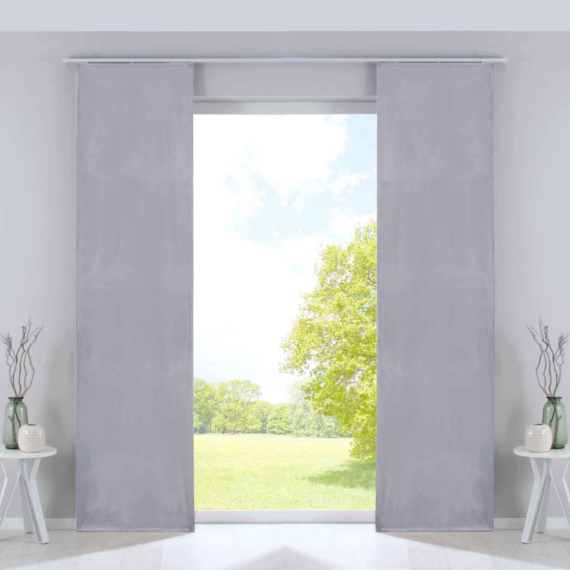 2er Set Flächenvorhänge Verdunkelung Schiebegardinen »Milano« Samt blickdicht Blackout Paneelwägen Beschwerungsstangen 203571-2 Grau Schiebegardine 203571-2grau | Gardinenbox.de
