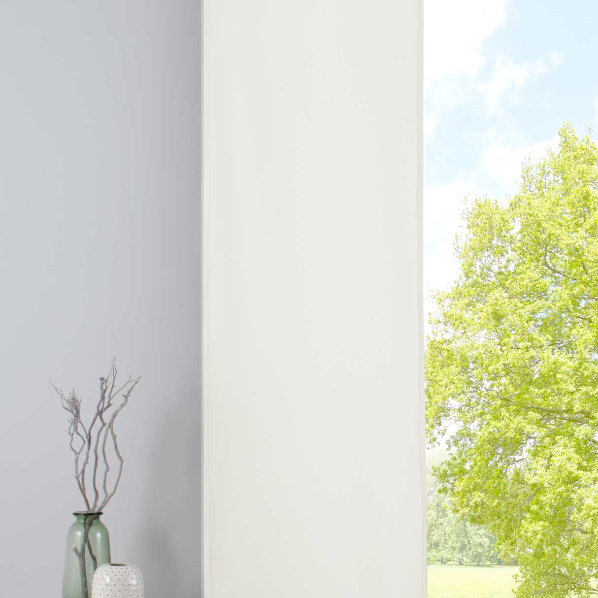 Verdunkelung Flächenvorhang Schiebegardine »Milano« Samt blickdicht Blackout Paneelwagen Beschwerungsstange 203571 Creme Schiebegardine 203571creme | Gardinenbox.de