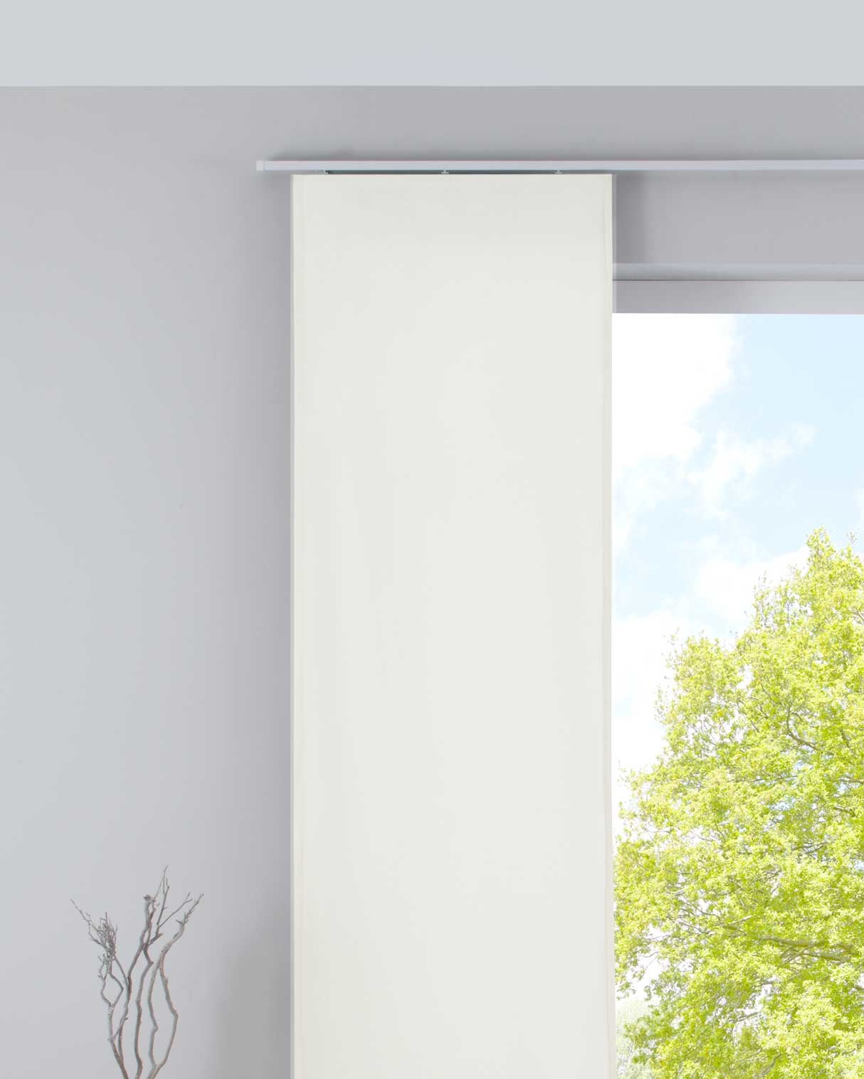 Verdunkelung Flächenvorhang Schiebegardine »Milano« Samt blickdicht Blackout Paneelwagen Beschwerungsstange 203571 Creme Schiebegardine 203571creme | Gardinenbox.de