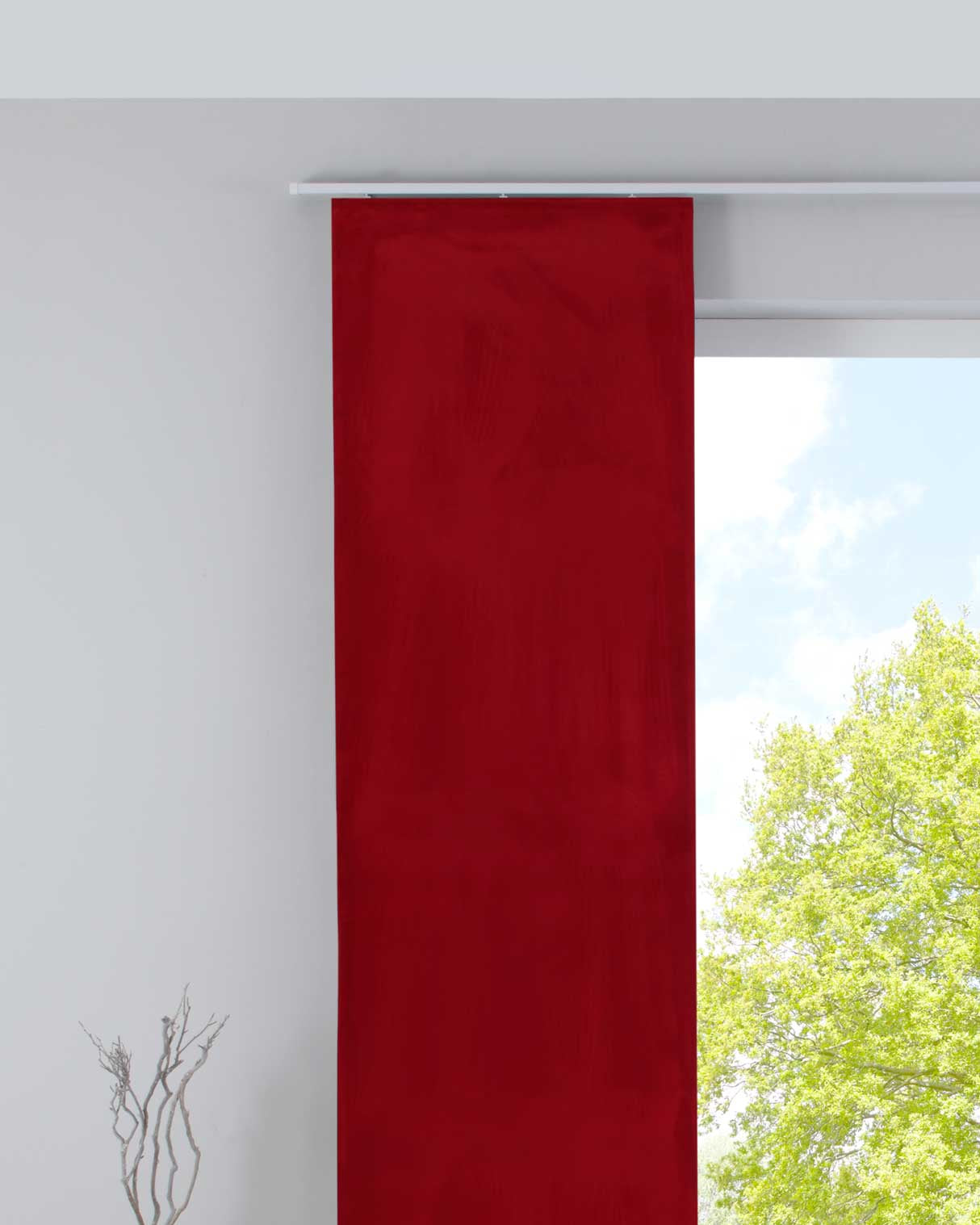 Verdunkelung Flächenvorhang Schiebegardine »Milano« Samt blickdicht Blackout Paneelwagen Beschwerungsstange 203571 Rot Schiebegardine 203571rot | Gardinenbox.de