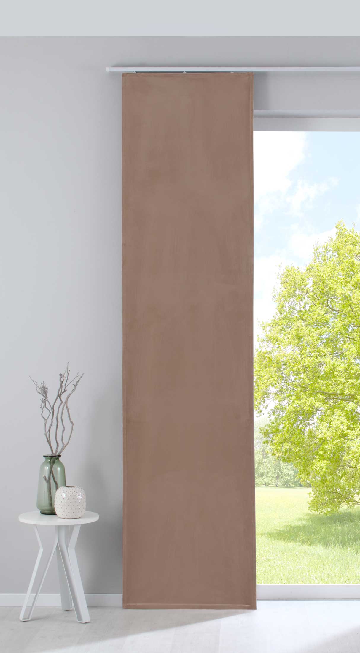 Verdunkelung Flächenvorhang Schiebegardine »Milano« Samt blickdicht Blackout Paneelwagen Beschwerungsstange 203571 Sand Schiebegardine 203571sand | Gardinenbox.de