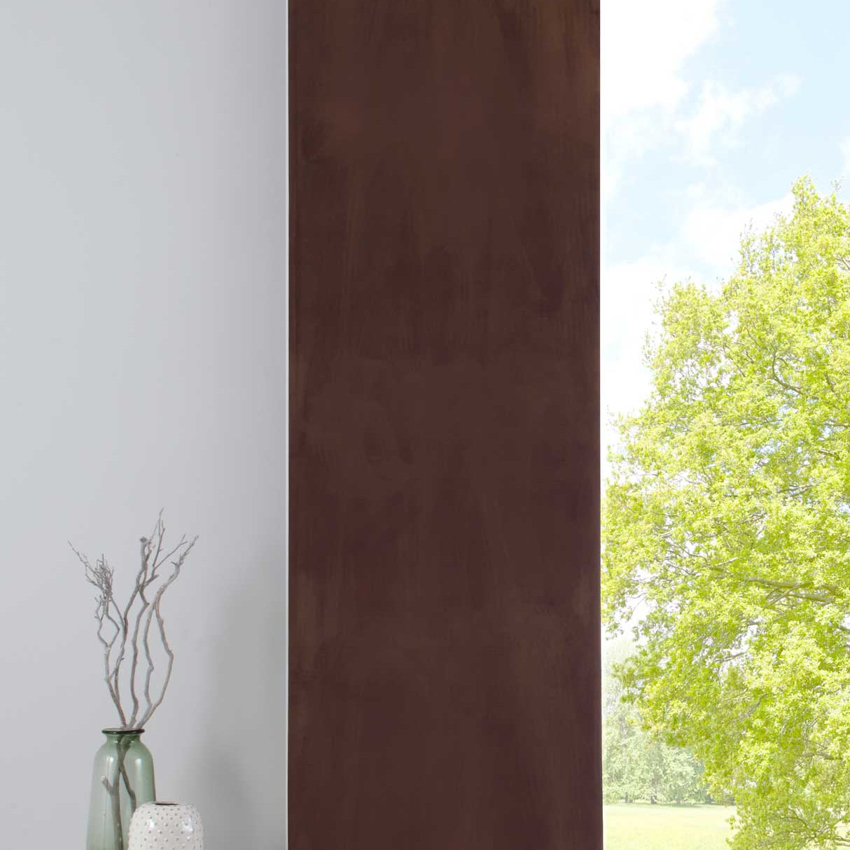 Verdunkelung Flächenvorhang Schiebegardine »Milano« Samt blickdicht Blackout Paneelwagen Beschwerungsstange 203571 Taupe Schiebegardine 203571taupe | Gardinenbox.de