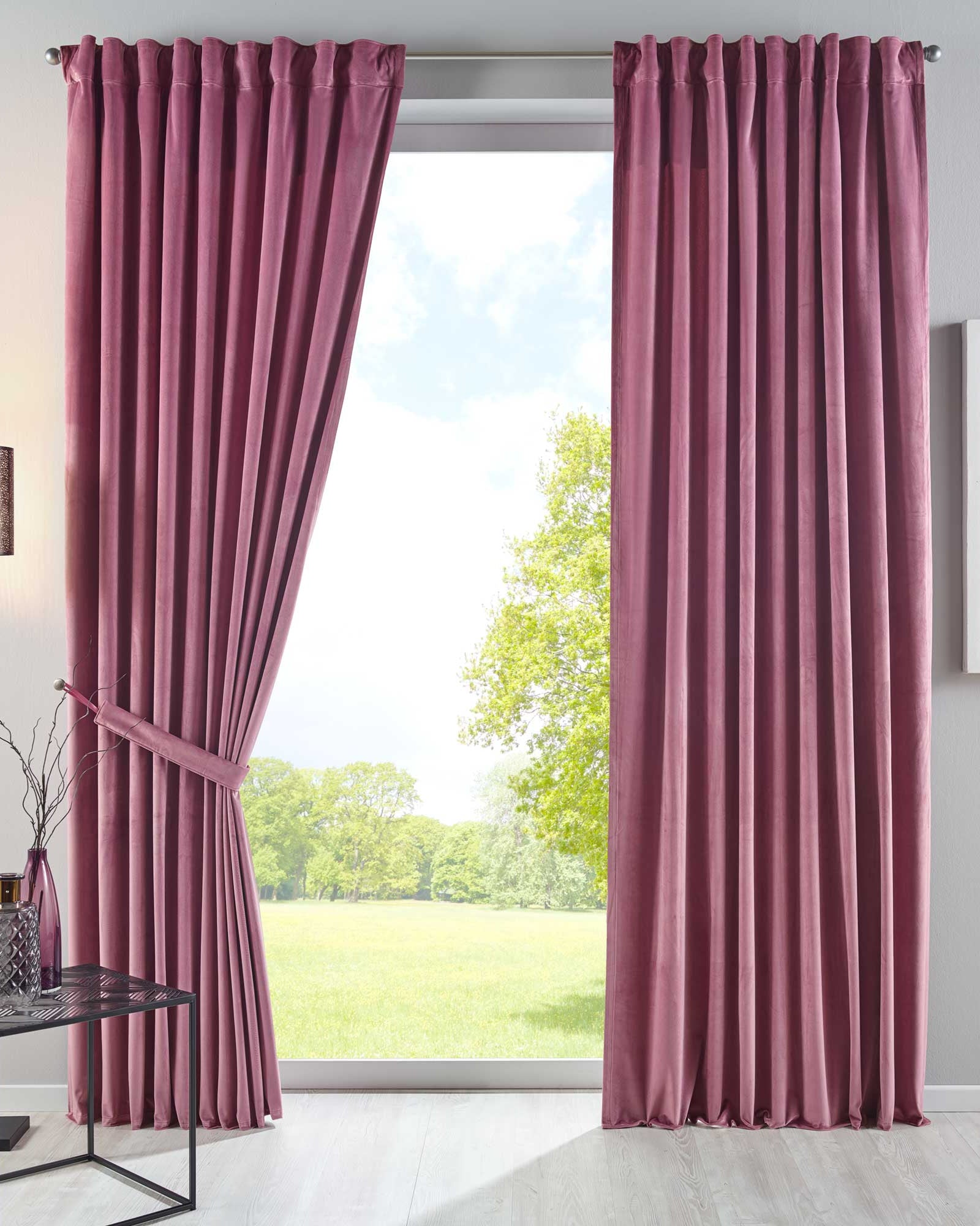 Verdunkelungsvorhang »Milano« Samt blickdicht Schlaufenband Tunneldurchzug Blackout Bügelband kürzbar 20357 Altrosa 2 Stück HxB 235x135 cm Vorhang Set 20357altrosa_151ac6e8-1995-4454-b779-ab02377ae6dc | Gardinenbox.de