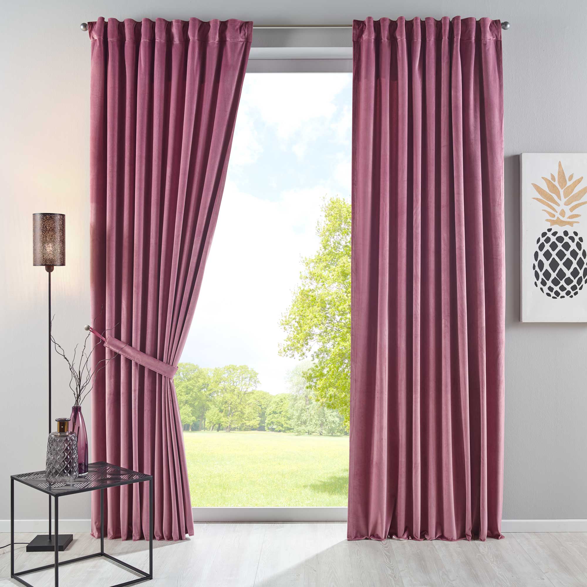 Verdunkelungsvorhang »Milano« Samt blickdicht Schlaufenband Tunneldurchzug Blackout Bügelband kürzbar 20357 Altrosa 2 Stück HxB 235x135 cm Vorhang Set 20357altrosa_151ac6e8-1995-4454-b779-ab02377ae6dc | Gardinenbox.de