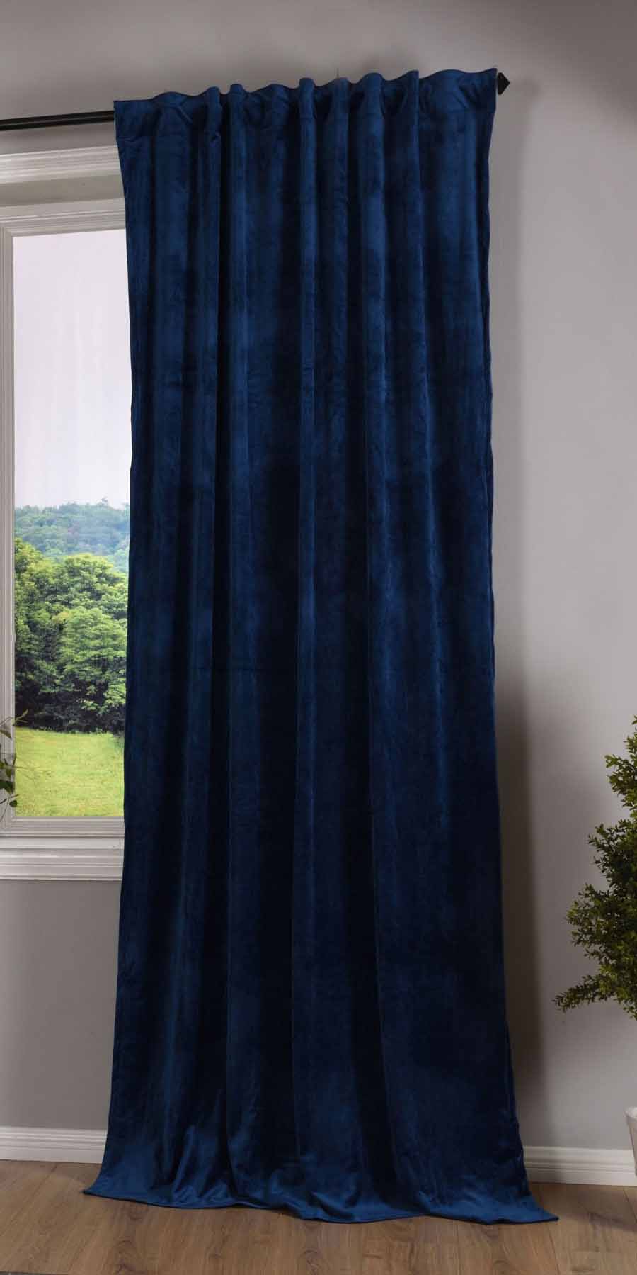 Verdunkelungsvorhang »Milano« Samt blickdicht Schlaufenband Tunneldurchzug Blackout Bügelband kürzbar 20357 Blau 1 Stück HxB 280x135 cm Vorhang Set 20357blau-1x_f8bd1aac-2e3c-44af-8499-3980d3b3663b | Gardinenbox.de