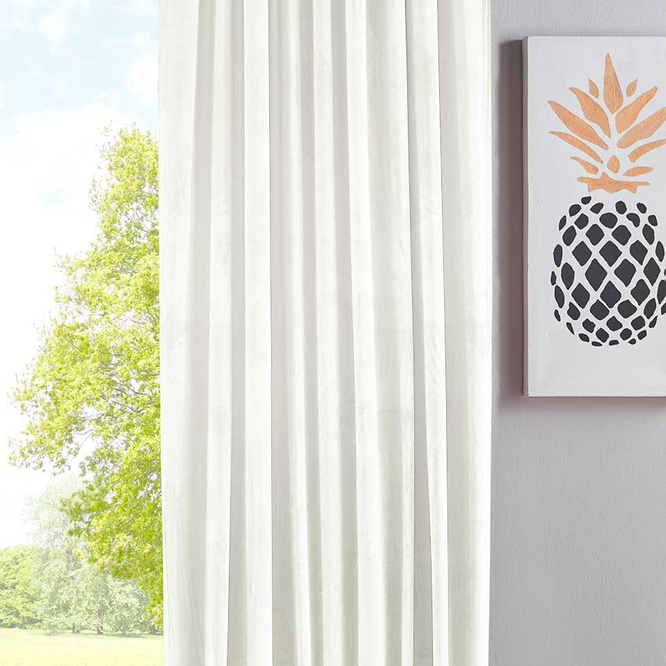 Verdunkelungsvorhang »Milano« Samt blickdicht Schlaufenband Tunneldurchzug Blackout Bügelband kürzbar 20357 Creme 1 Stück HxB 235x135 cm Vorhang Set 20357creme-1x | Gardinenbox.de