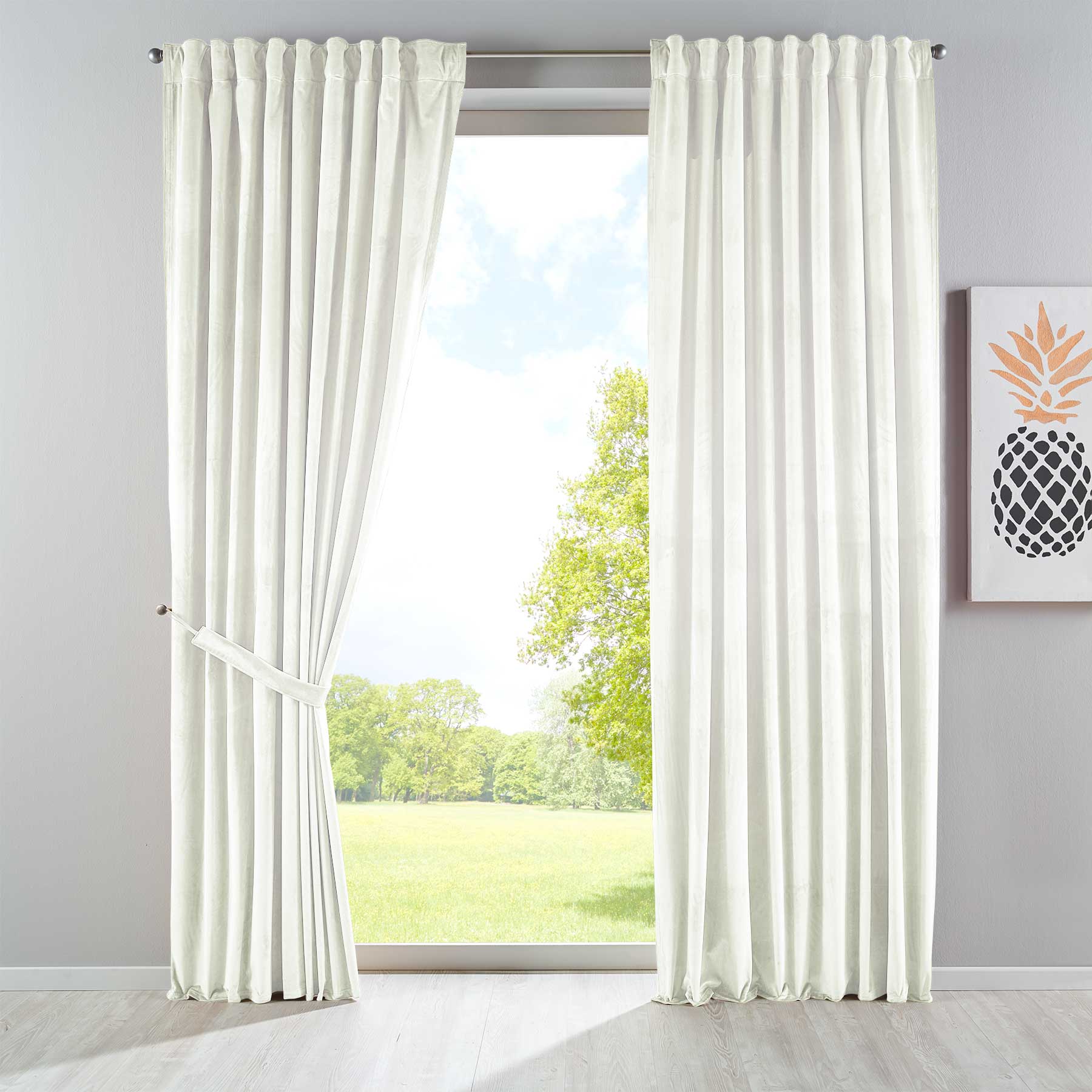 Verdunkelungsvorhang »Milano« Samt blickdicht Schlaufenband Tunneldurchzug Blackout Bügelband kürzbar 20357 Creme 2 Stück HxB 235x135 cm Vorhang Set 20357creme_dff8f08e-8211-4880-b1b1-af5dbce09806 | Gardinenbox.de