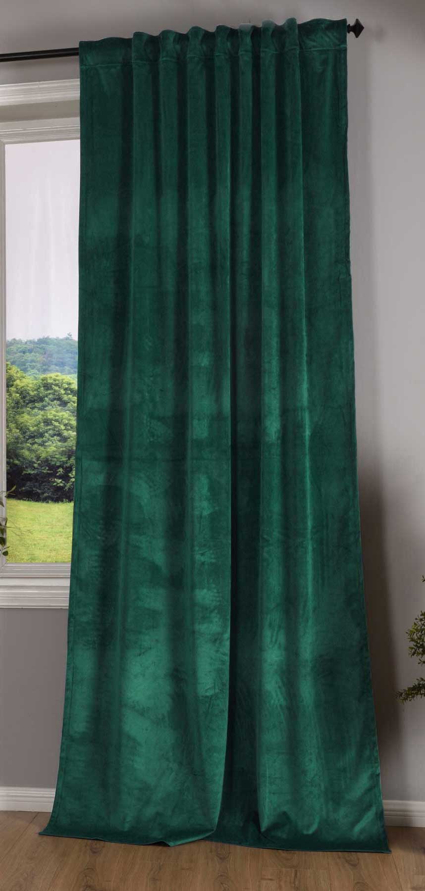 Verdunkelungsvorhang »Milano« Samt blickdicht Schlaufenband Tunneldurchzug Blackout Bügelband kürzbar 20357 Grün 1 Stück HxB 280x135 cm Vorhang Set 20357gruen-1x_6dc64b85-fd37-4d3e-8971-ba71b0c46686 | Gardinenbox.de