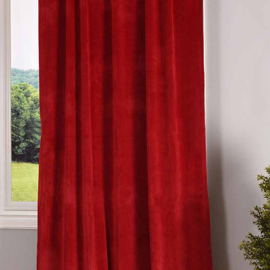 Verdunkelungsvorhang »Milano« Samt blickdicht Schlaufenband Tunneldurchzug Blackout Bügelband kürzbar 20357 Rot 1 Stück HxB 235x135 cm Vorhang Set 20357rot-1x | Gardinenbox.de