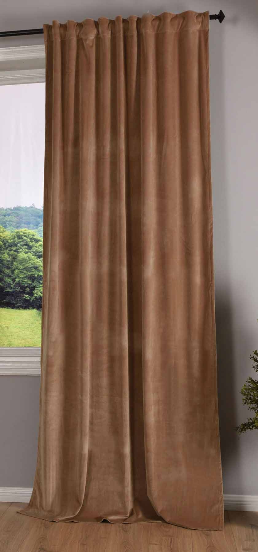 Verdunkelungsvorhang »Milano« Samt blickdicht Schlaufenband Tunneldurchzug Blackout Bügelband kürzbar 20357 Sand 1 Stück HxB 280x135 cm Vorhang Set 20357sand-1x_99915e4d-c63e-49a6-b816-f675e56cad59 | Gardinenbox.de