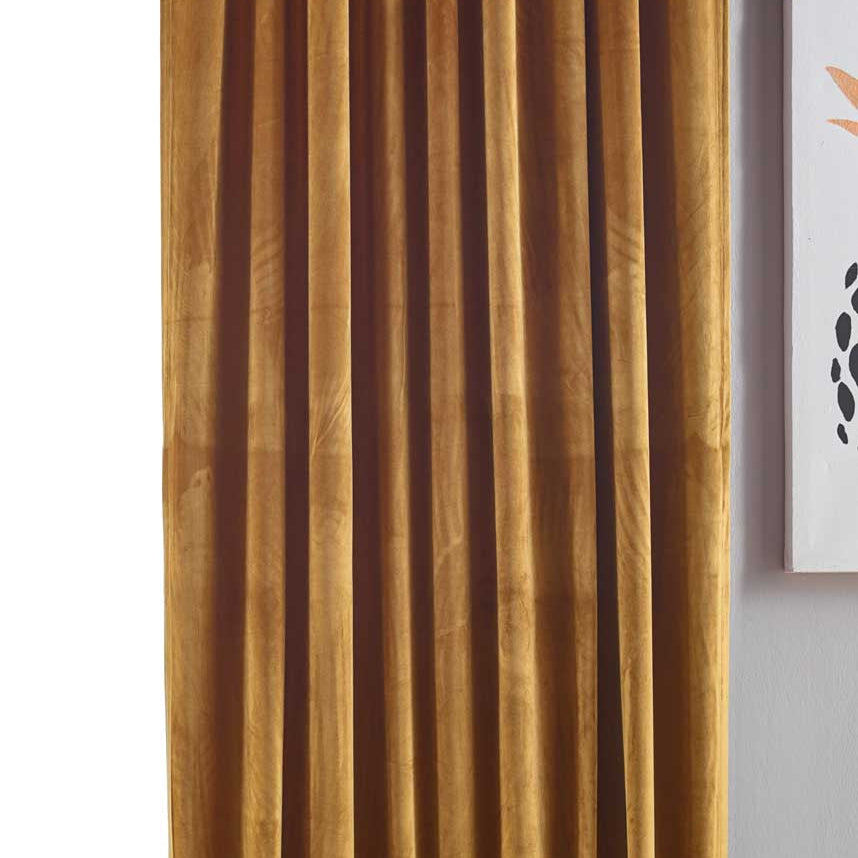 Verdunkelungsvorhang »Milano« Samt blickdicht Schlaufenband Tunneldurchzug Blackout Bügelband kürzbar 20357 Senf 1 Stück HxB 235x135 cm Vorhang Set 20357senf-1x | Gardinenbox.de