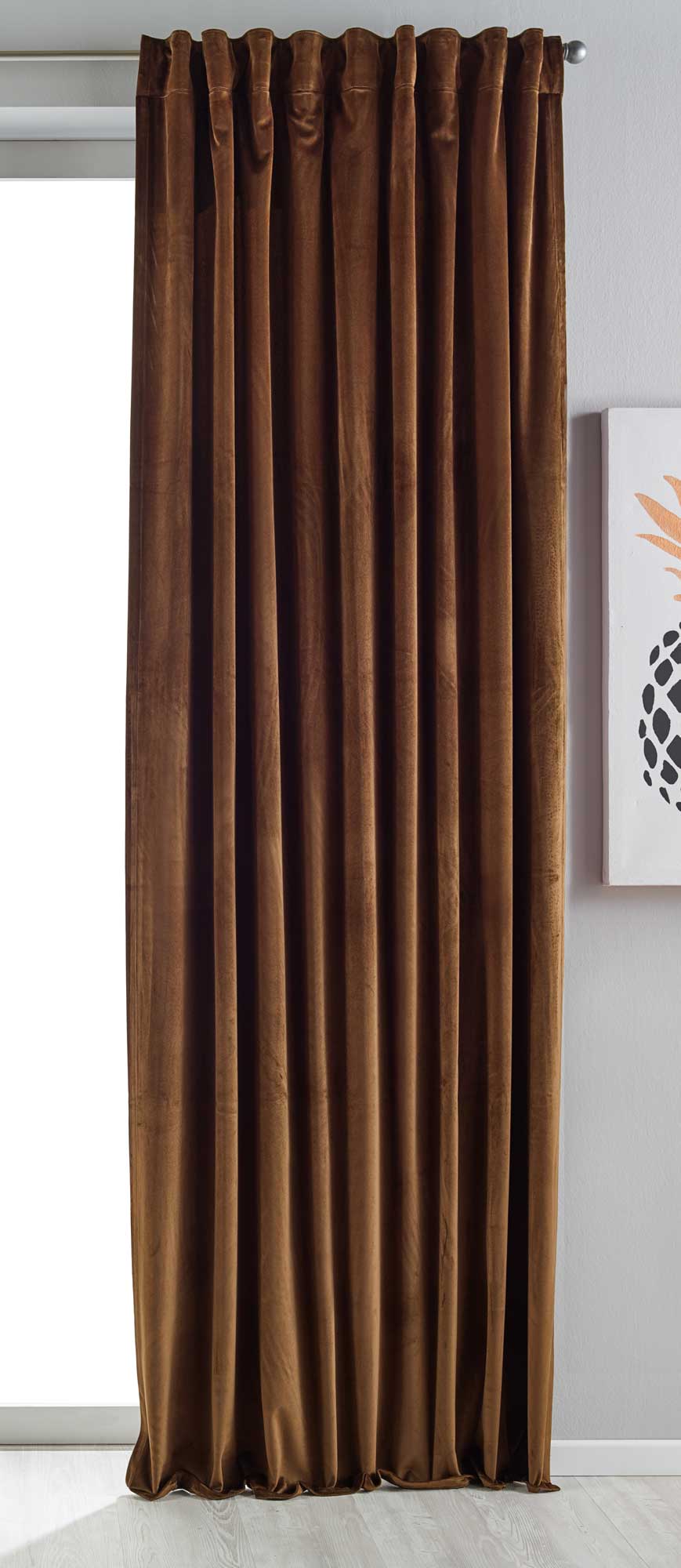 Verdunkelungsvorhang »Milano« Samt blickdicht Schlaufenband Tunneldurchzug Blackout Bügelband kürzbar 20357 Taupe 1 Stück HxB 280x135 cm Vorhang Set 20357taupe-1x_2a904e32-3216-4cdb-b601-44c9aa8f1915 | Gardinenbox.de