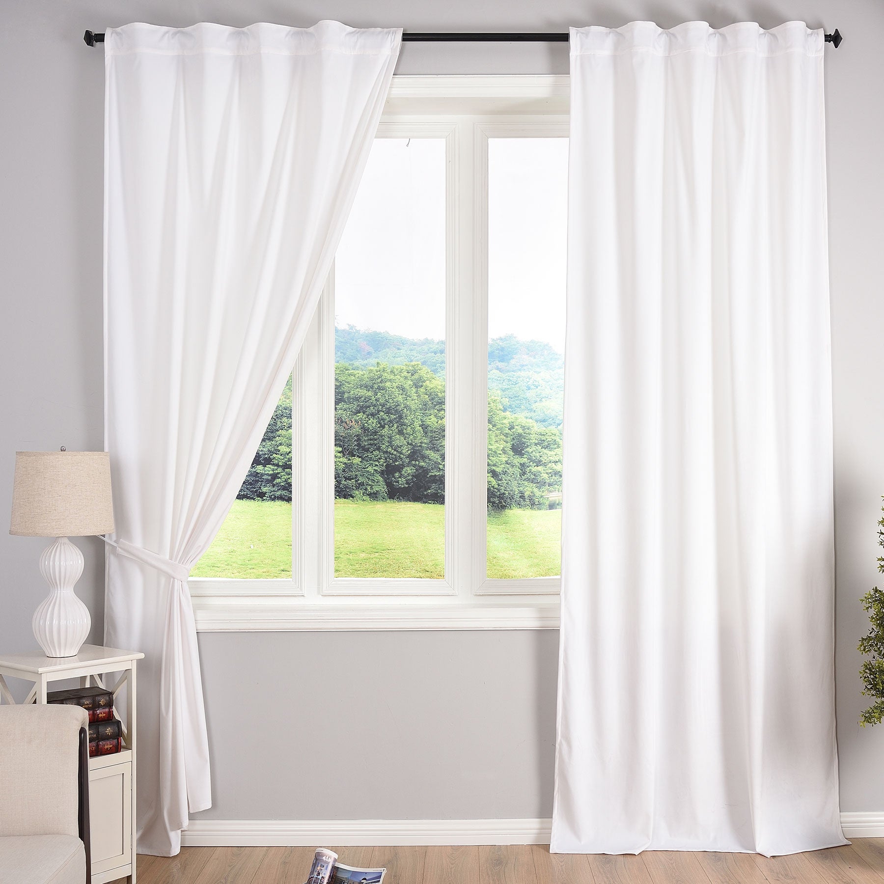 Verdunkelungsvorhang »Milano« Samt blickdicht Schlaufenband Tunneldurchzug Blackout Bügelband kürzbar 20357 Weiß 2 Stück HxB 280x135 cm Vorhang Set 20357weiss | Gardinenbox.de