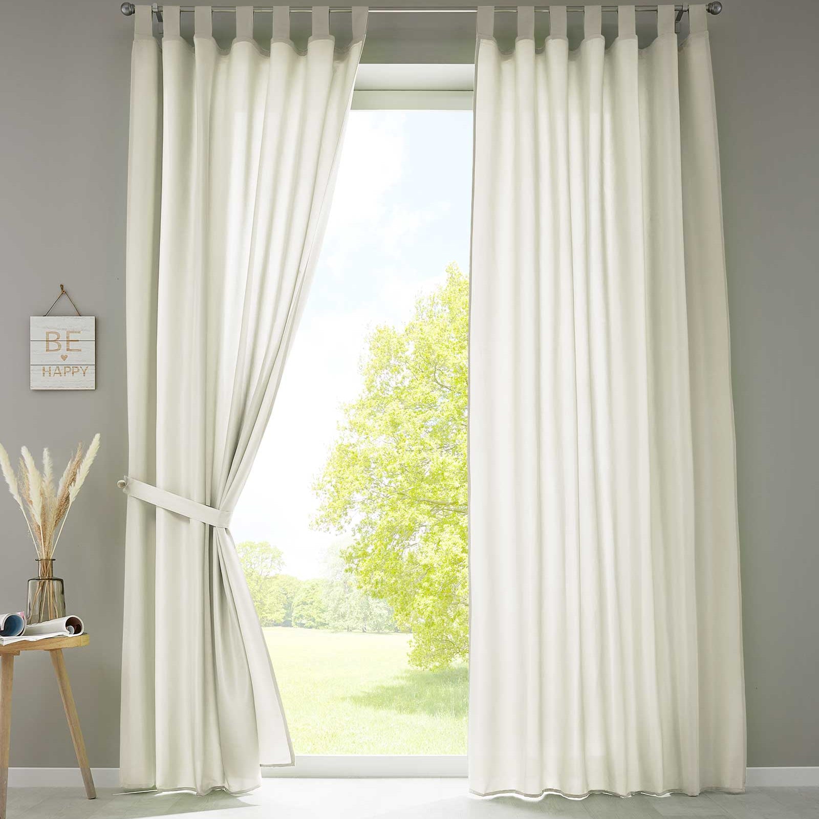 2er Set Vorhänge Schal Schlaufen »Berlin« Microsatin Lichtdurchlässig Kräuselband Uni Matt 20400N2 Creme HxB 245x140 cm Vorhang 20400N2creme | Gardinenbox.de