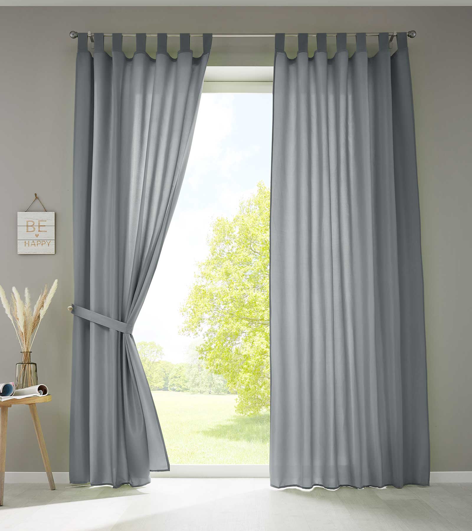2er Set Vorhänge Schal Schlaufen »Berlin« Microsatin Lichtdurchlässig Kräuselband Uni Matt 20400N2 Grau HxB 225x140 cm Vorhang 20400N2grau_17bfcbc3-85ad-45e3-a7e7-e31b5378d07e | Gardinenbox.de