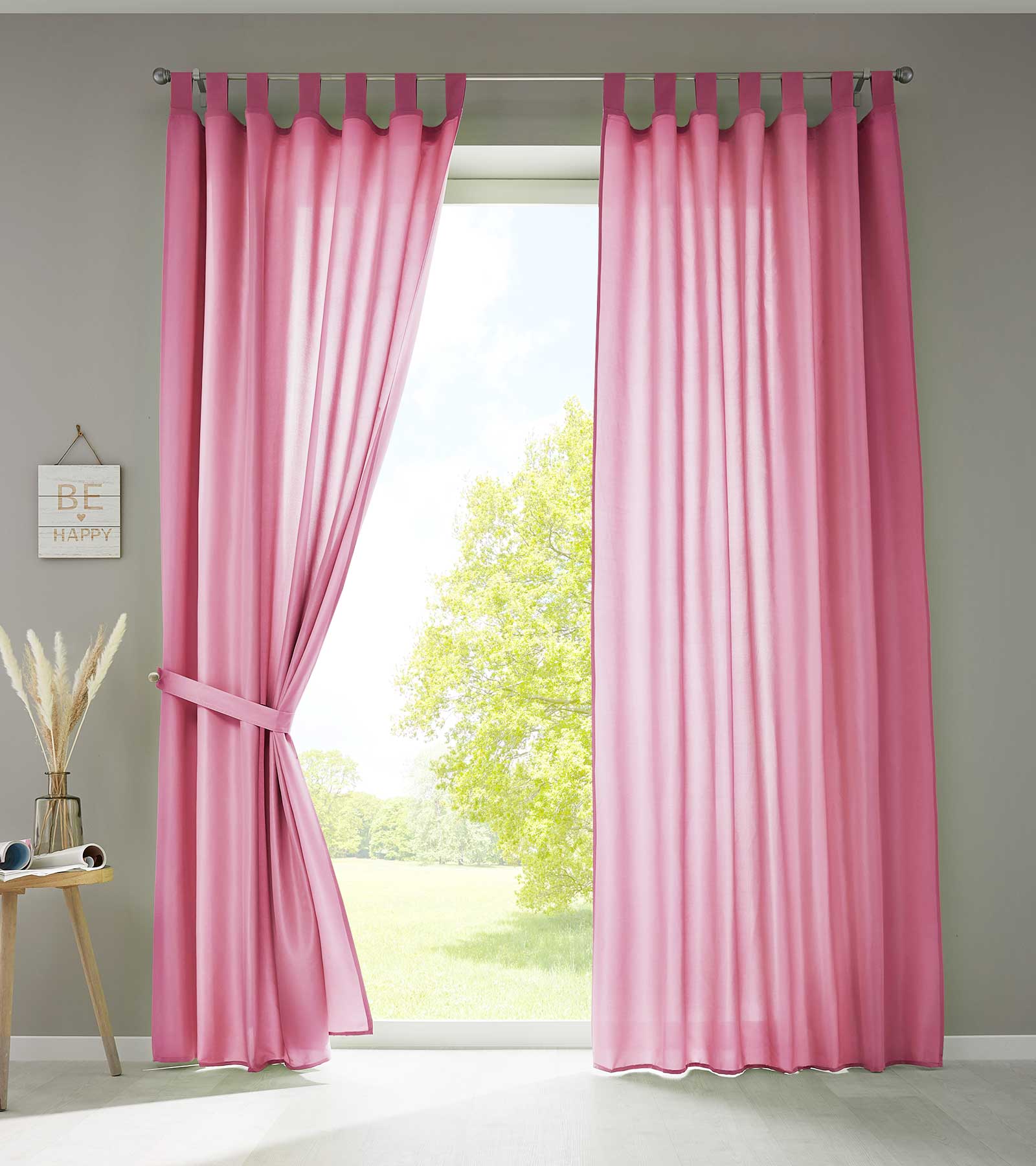 2er Set Vorhänge Schal Schlaufen »Berlin« Microsatin Lichtdurchlässig Kräuselband Uni Matt 20400N2 Pink HxB 225x140 cm Vorhang 20400N2pink_52da2bdb-c802-42f9-96e8-34ce6252ba5e | Gardinenbox.de