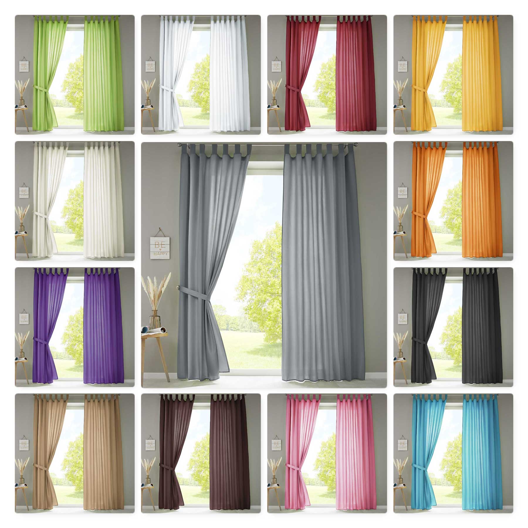 2er Set Vorhänge Schal Schlaufen »Berlin« Microsatin Lichtdurchlässig Kräuselband Uni Matt 20400N2 Vorhang 20400N2var | Gardinenbox.de