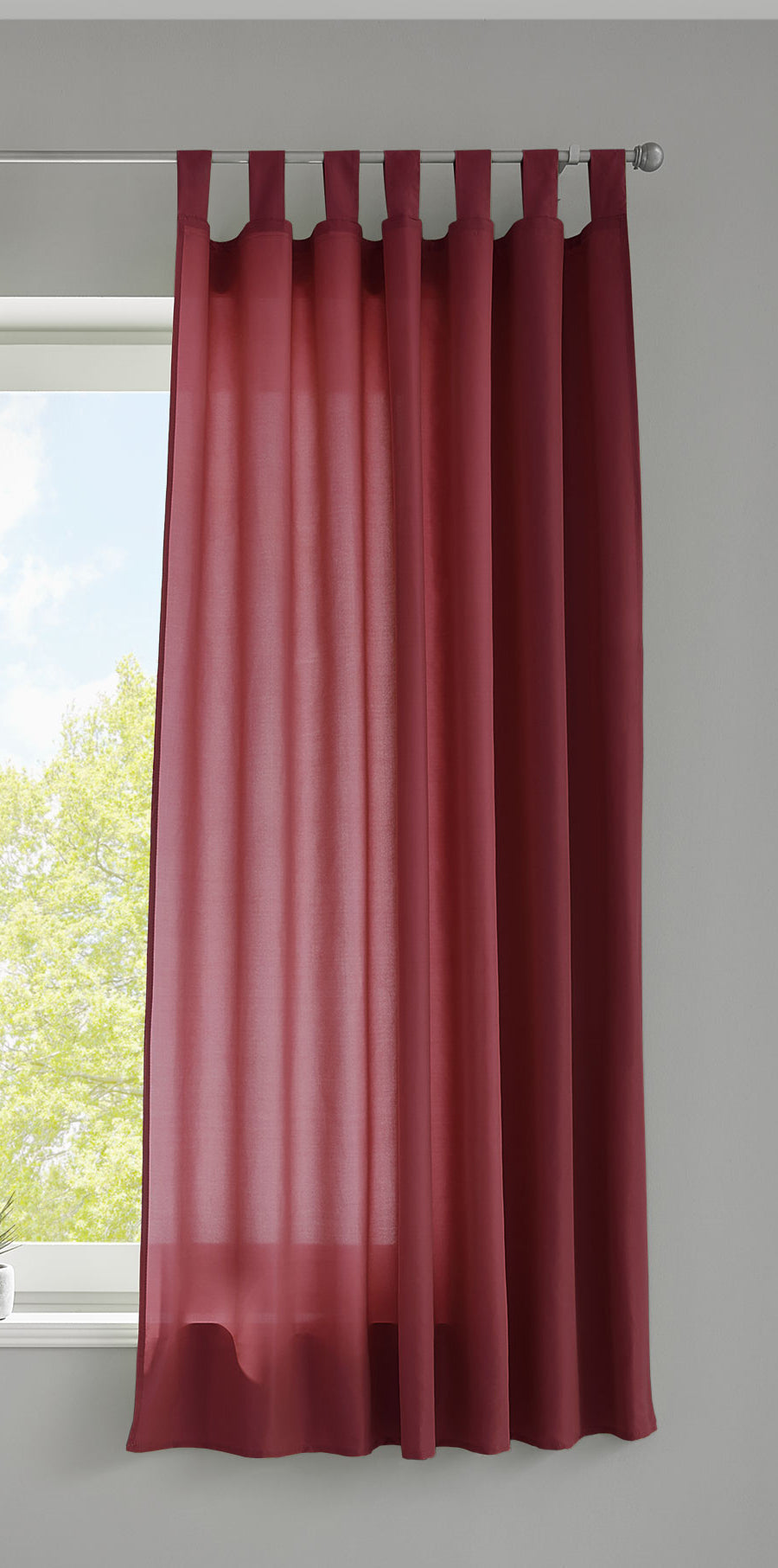 1er Set Vorhang Schal Schlaufen »Berlin« Microsatin Lichtdurchlässig Kräuselband Uni Matt 20400N Bordeaux HxB 175x140 cm Gardinenschal 20400Nbordeaux-175_2 | Gardinenbox.de