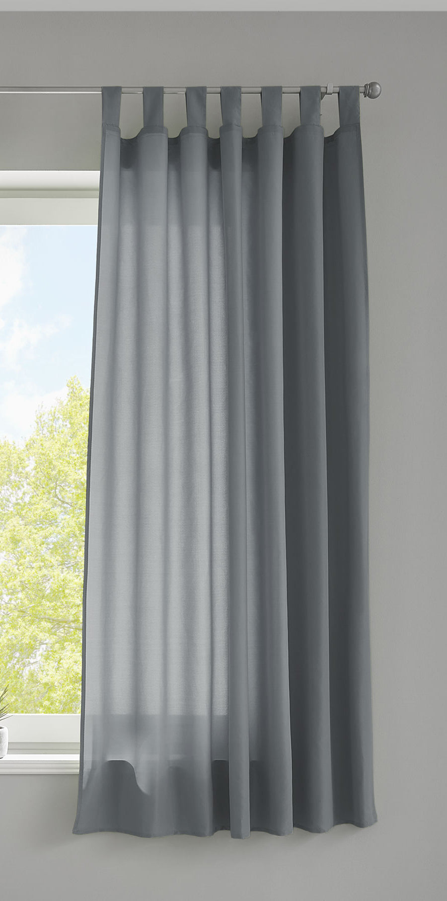 1er Set Vorhang Schal Schlaufen »Berlin« Microsatin Lichtdurchlässig Kräuselband Uni Matt 20400N Grau HxB 175x140 cm Gardinenschal 20400Ngrau-175_2 | Gardinenbox.de