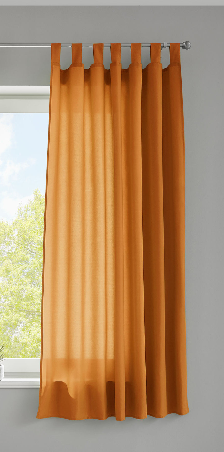 1er Set Vorhang Schal Schlaufen »Berlin« Microsatin Lichtdurchlässig Kräuselband Uni Matt 20400N Orange HxB 175x140 cm Gardinenschal 20400Norange-175_2 | Gardinenbox.de