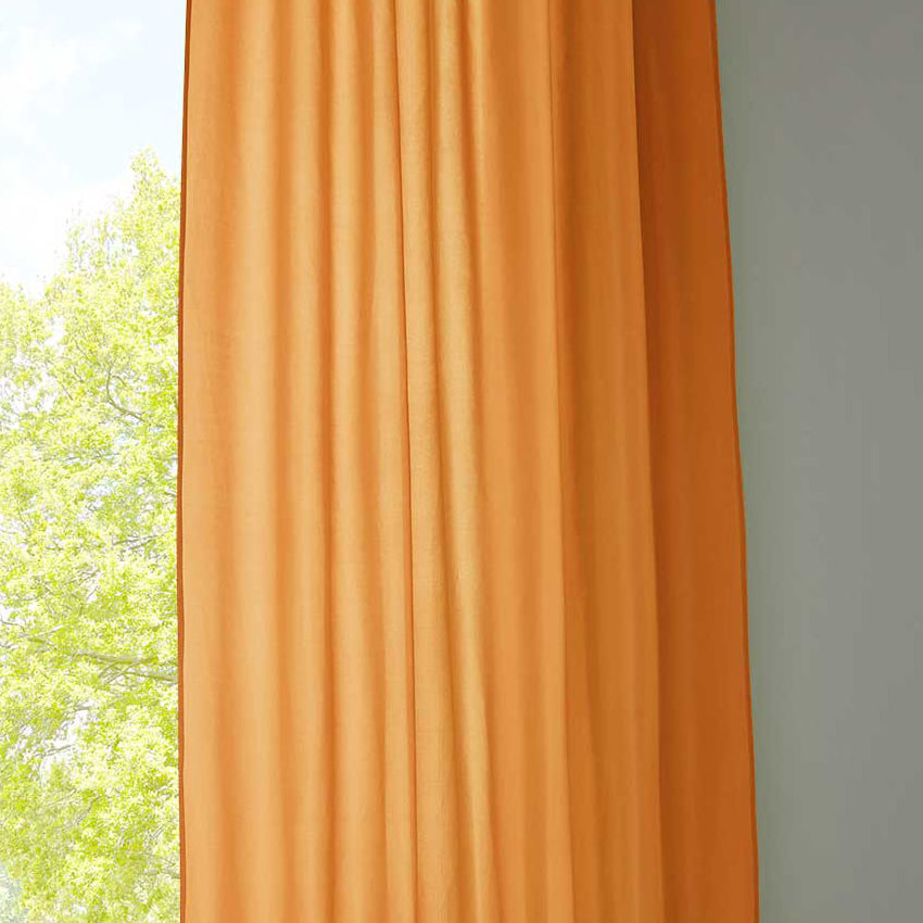 1er Set Vorhang Schal Schlaufen »Berlin« Microsatin Lichtdurchlässig Kräuselband Uni Matt 20400N Orange HxB 245x140 cm Gardinenschal 20400Norange | Gardinenbox.de