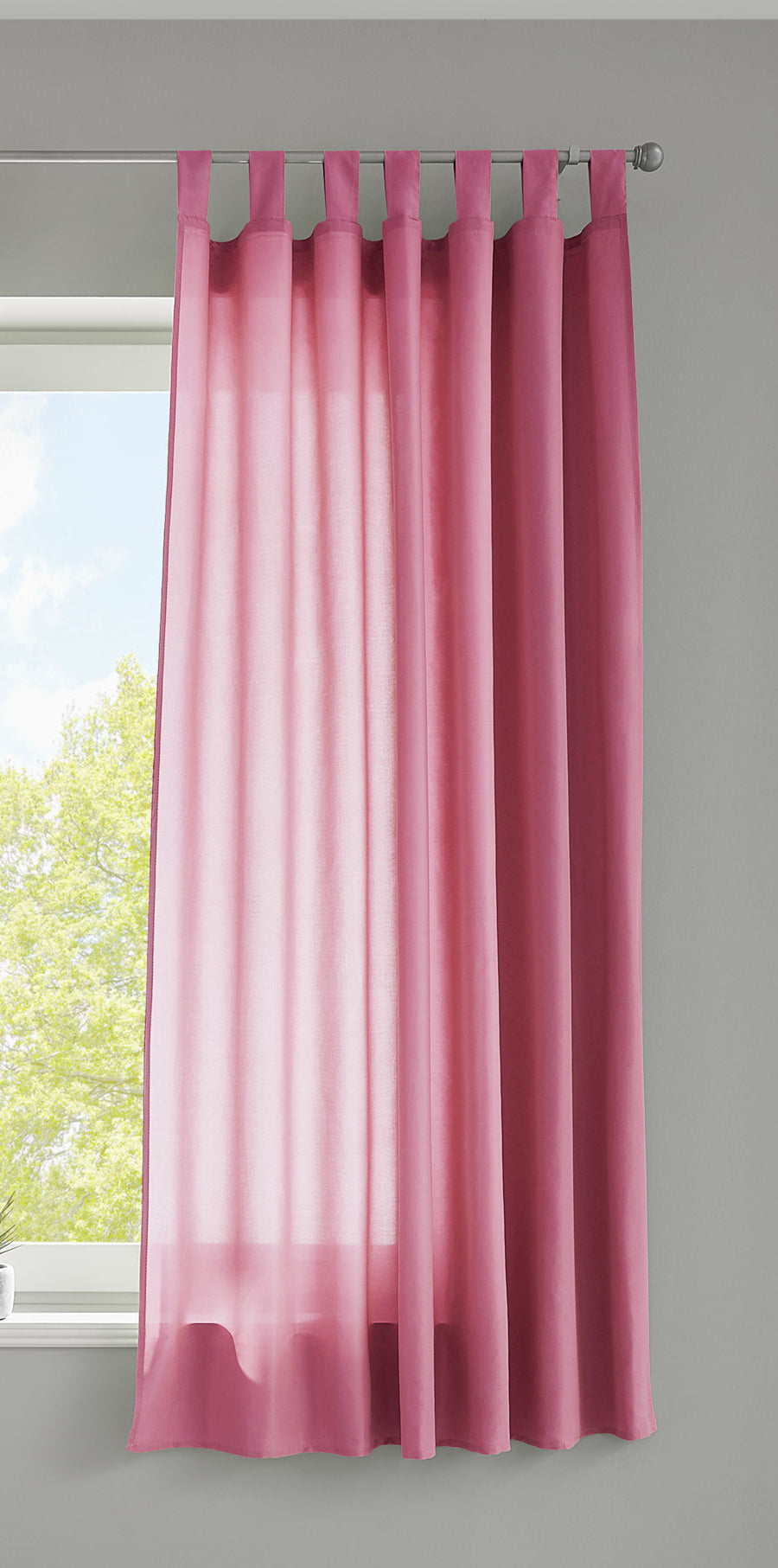 1er Set Vorhang Schal Schlaufen »Berlin« Microsatin Lichtdurchlässig Kräuselband Uni Matt 20400N Pink HxB 175x140 cm Gardinenschal 20400Npink-175_2 | Gardinenbox.de
