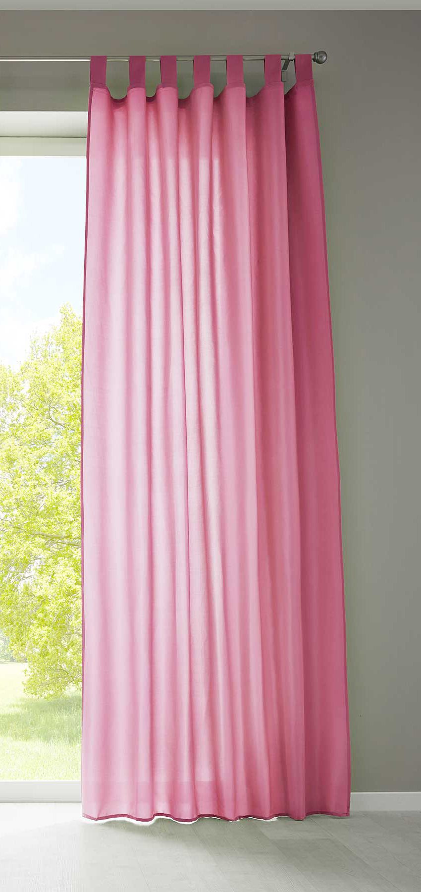 1er Set Vorhang Schal Schlaufen »Berlin« Microsatin Lichtdurchlässig Kräuselband Uni Matt 20400N Pink HxB 225x140 cm Gardinenschal 20400Npink_976ca17d-d5d1-4a99-8d5b-f2cfeb1cfe70 | Gardinenbox.de