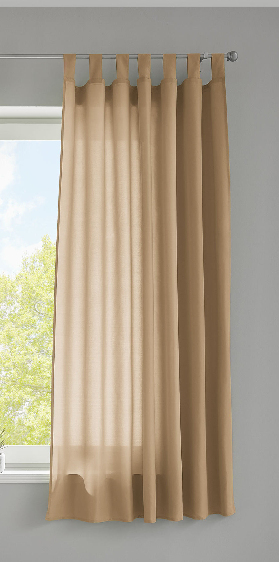 1er Set Vorhang Schal Schlaufen »Berlin« Microsatin Lichtdurchlässig Kräuselband Uni Matt 20400N Sand HxB 175x140 cm Gardinenschal 20400Nsand-175_2 | Gardinenbox.de