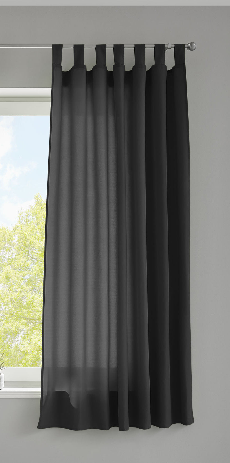 1er Set Vorhang Schal Schlaufen »Berlin« Microsatin Lichtdurchlässig Kräuselband Uni Matt 20400N Schwarz HxB 175x140 cm Gardinenschal 20400Nschwarz-175_2 | Gardinenbox.de