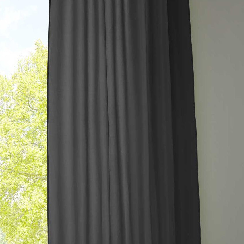 1er Set Vorhang Schal Schlaufen »Berlin« Microsatin Lichtdurchlässig Kräuselband Uni Matt 20400N Schwarz HxB 245x140 cm Gardinenschal 20400Nschwarz | Gardinenbox.de