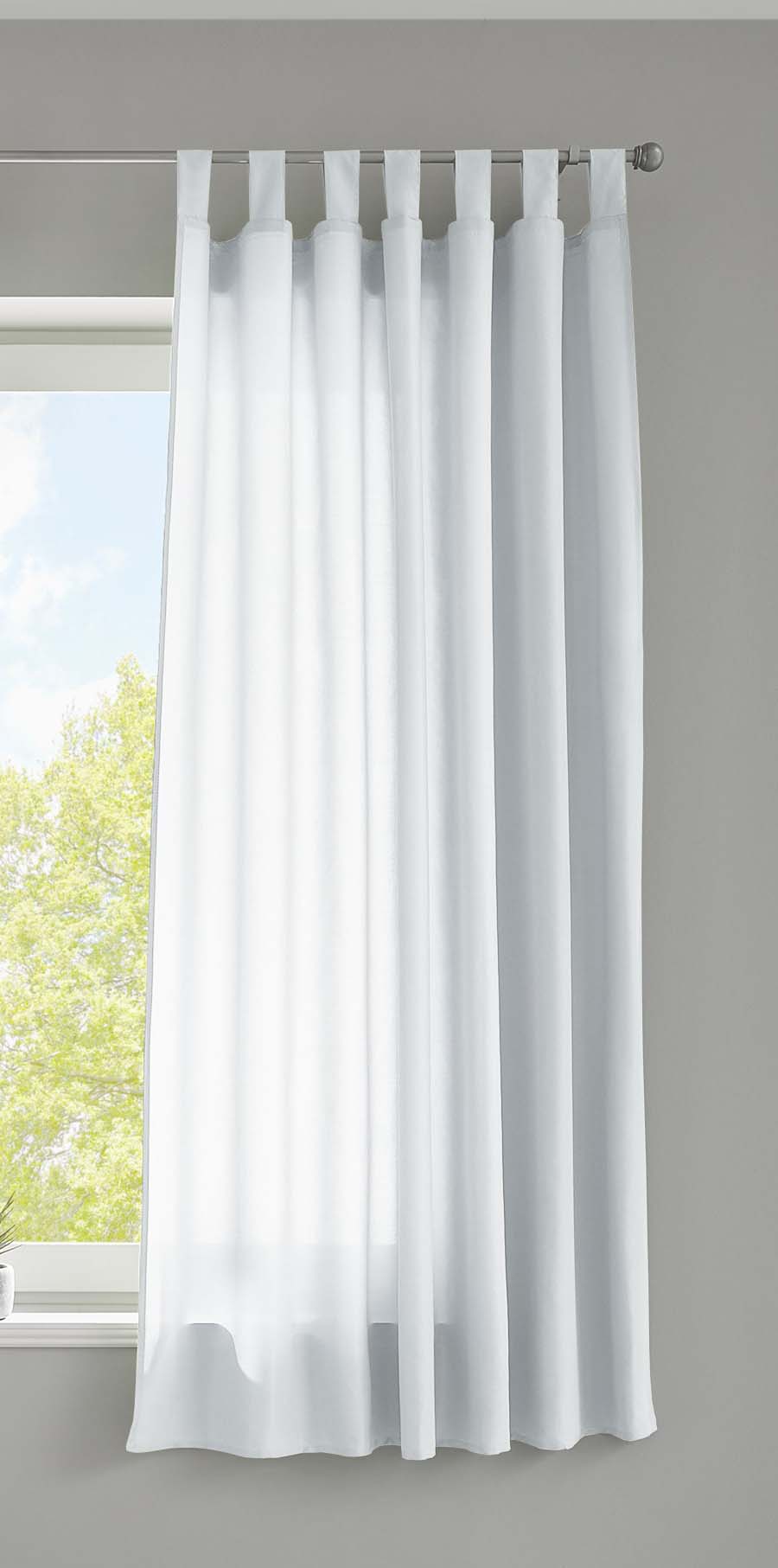 1er Set Vorhang Schal Schlaufen »Berlin« Microsatin Lichtdurchlässig Kräuselband Uni Matt 20400N Weiß HxB 175x140 cm Gardinenschal 20400Nweiss-175_2 | Gardinenbox.de