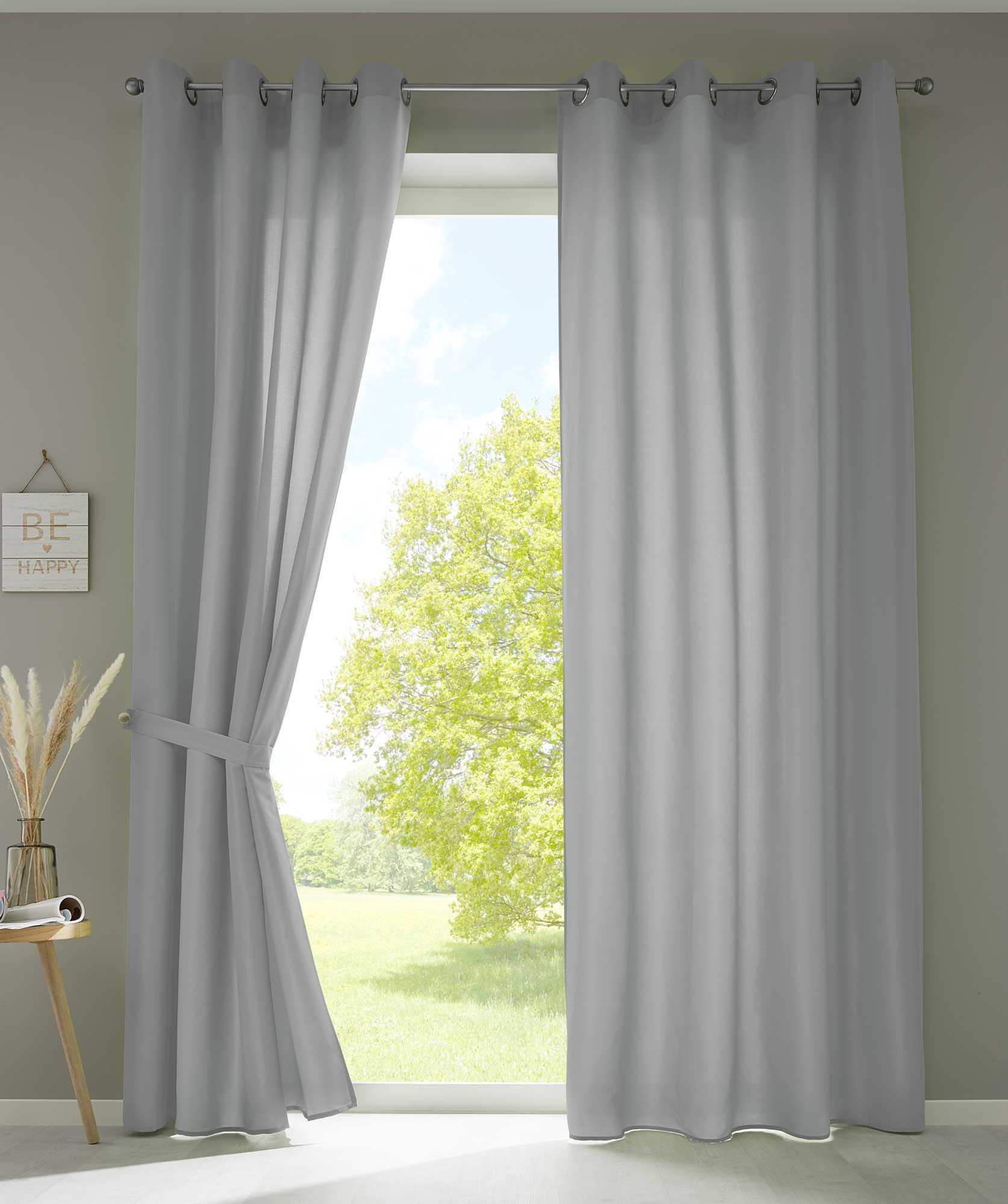 2er Set Vorhänge Schal Ösen »Berlin« Microsatin Lichtdurchlässig Uni Matt 20405N2 Grau HxB 245x140 cm Vorhang 20405N2grau_d4b39757-b857-4adc-8dd0-5ea0ccef906d | Gardinenbox.de