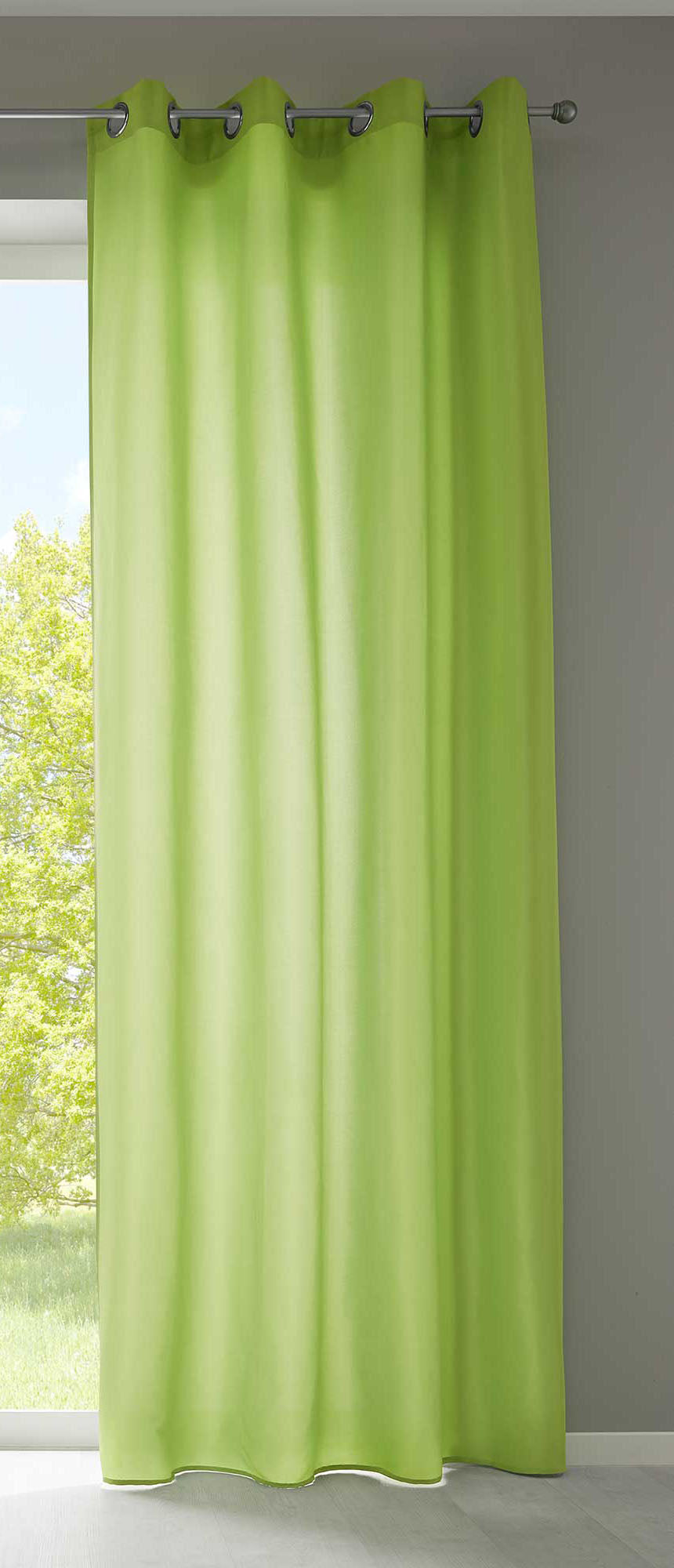 1er Set Vorhänge Schal Ösen »Berlin« Microsatin Lichtdurchlässig Uni Matt 20405N Apfelgrün HxB 245x140 cm Vorhang 20405Napfelgruen | Gardinenbox.de