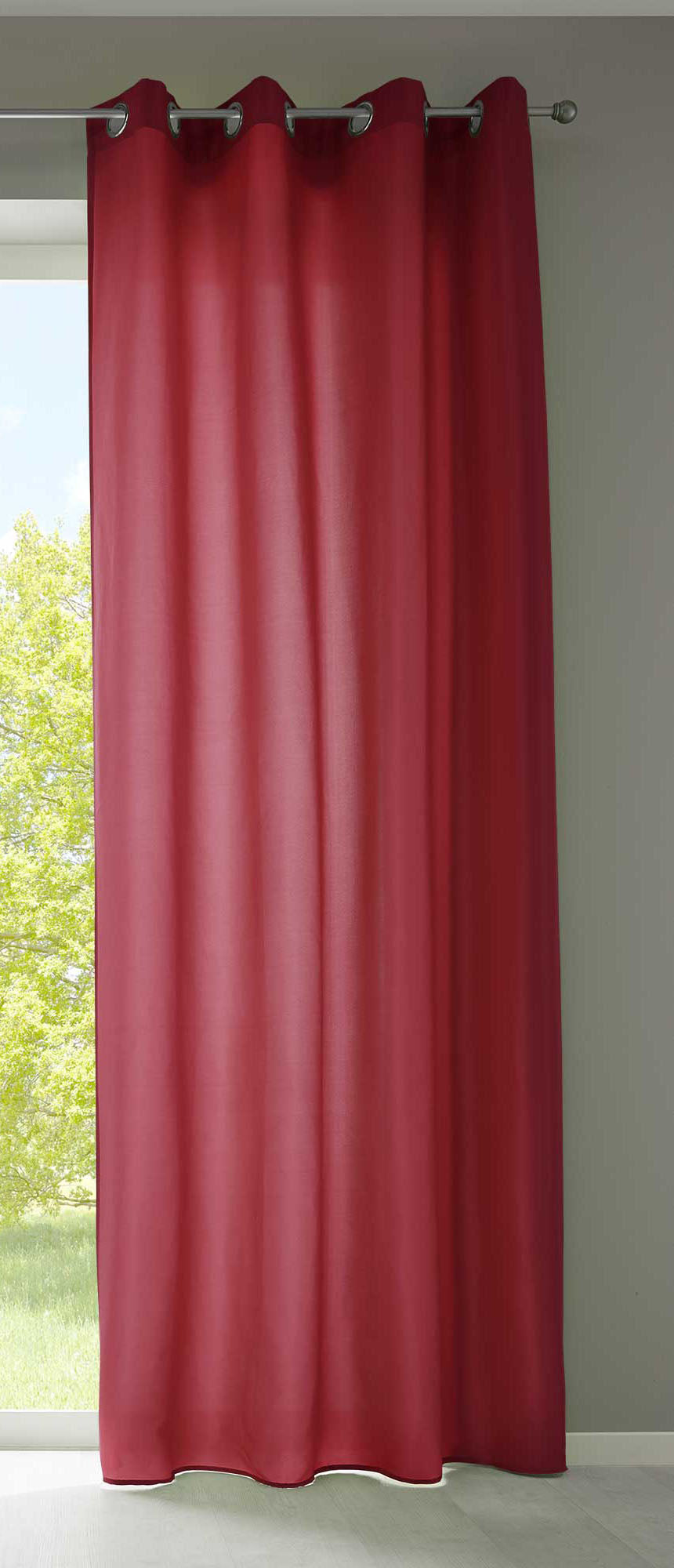 1er Set Vorhänge Schal Ösen »Berlin« Microsatin Lichtdurchlässig Uni Matt 20405N Bordeaux HxB 245x140 cm Vorhang 20405Nbordeaux | Gardinenbox.de