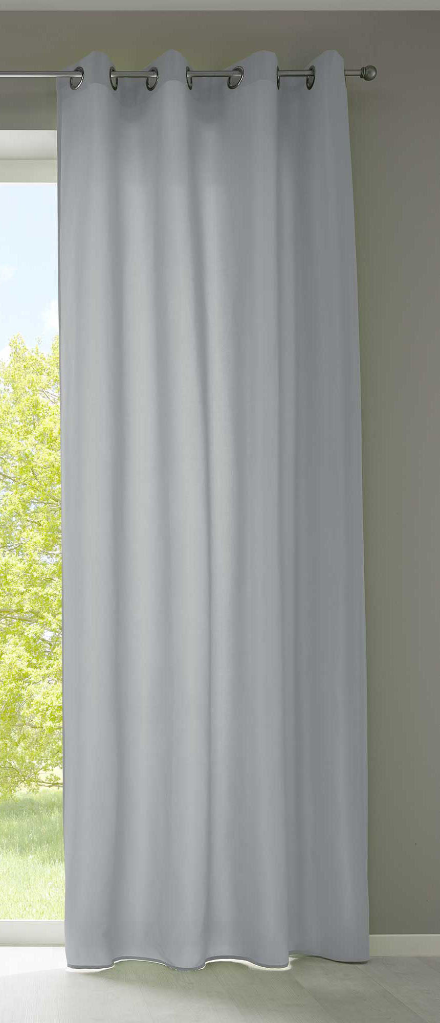 1er Set Vorhänge Schal Ösen »Berlin« Microsatin Lichtdurchlässig Uni Matt 20405N Grau HxB 245x140 cm Vorhang 20405Ngrau | Gardinenbox.de