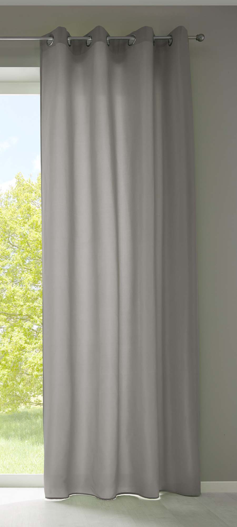 1er Set Vorhänge Schal Ösen »Berlin« Microsatin Lichtdurchlässig Uni Matt 20405N Hellgrau HxB 245x140 cm Vorhang 20405Nhellgrau | Gardinenbox.de