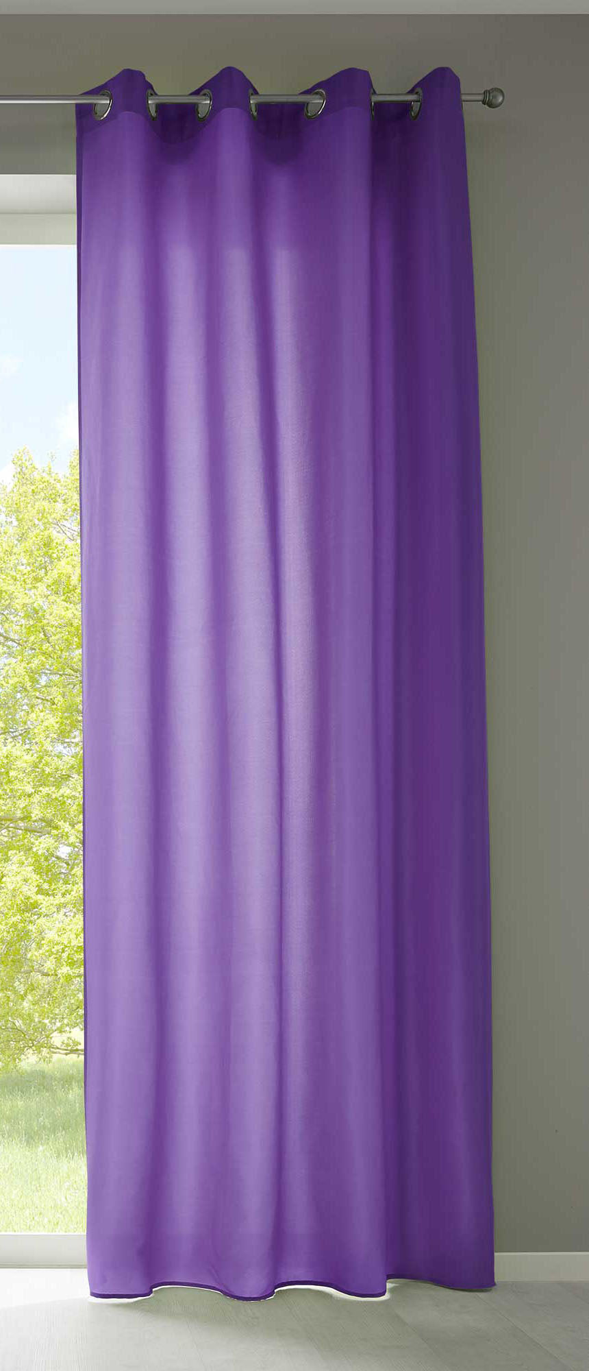 1er Set Vorhänge Schal Ösen »Berlin« Microsatin Lichtdurchlässig Uni Matt 20405N Lila HxB 245x140 cm Vorhang 20405Nlila | Gardinenbox.de