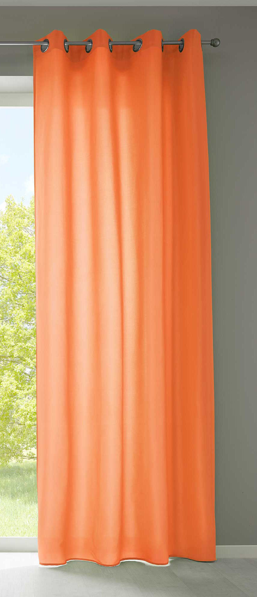 1er Set Vorhänge Schal Ösen »Berlin« Microsatin Lichtdurchlässig Uni Matt 20405N Orange HxB 225x140 cm Vorhang 20405Norange_665ada3a-3812-42de-8af6-aeb50675325a | Gardinenbox.de