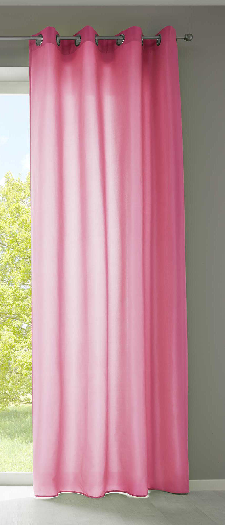 1er Set Vorhänge Schal Ösen »Berlin« Microsatin Lichtdurchlässig Uni Matt 20405N Pink HxB 245x140 cm Vorhang 20405Npink | Gardinenbox.de
